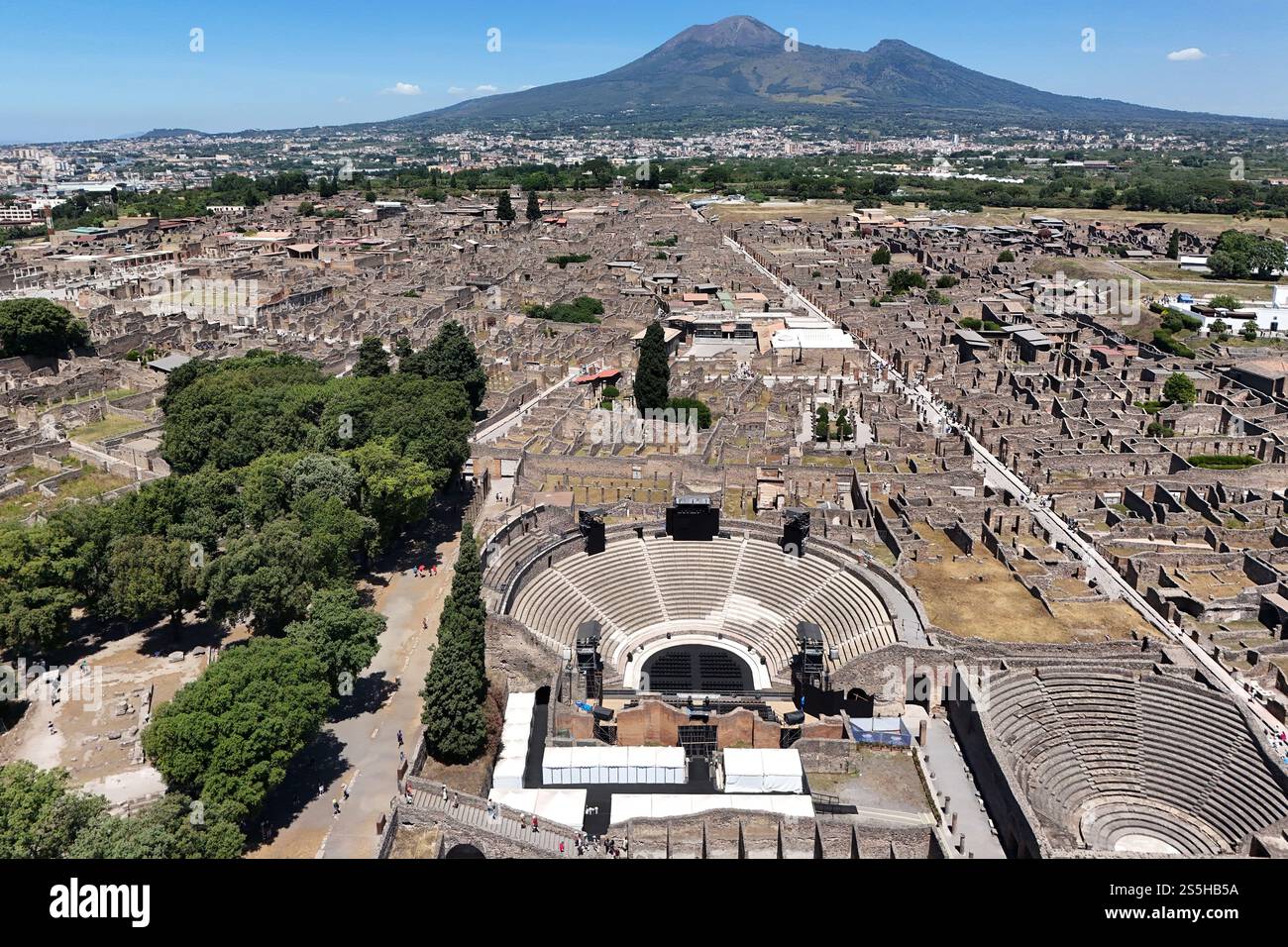 L'Odéon, Pompéi, également connu comme le petit Théâtre à l'ombre du mont Vésuve. Italie Banque D'Images