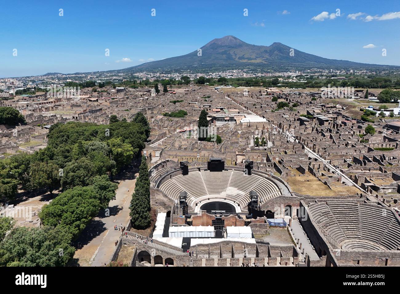 L'Odéon, Pompéi, également connu comme le petit Théâtre à l'ombre du mont Vésuve. Italie Banque D'Images