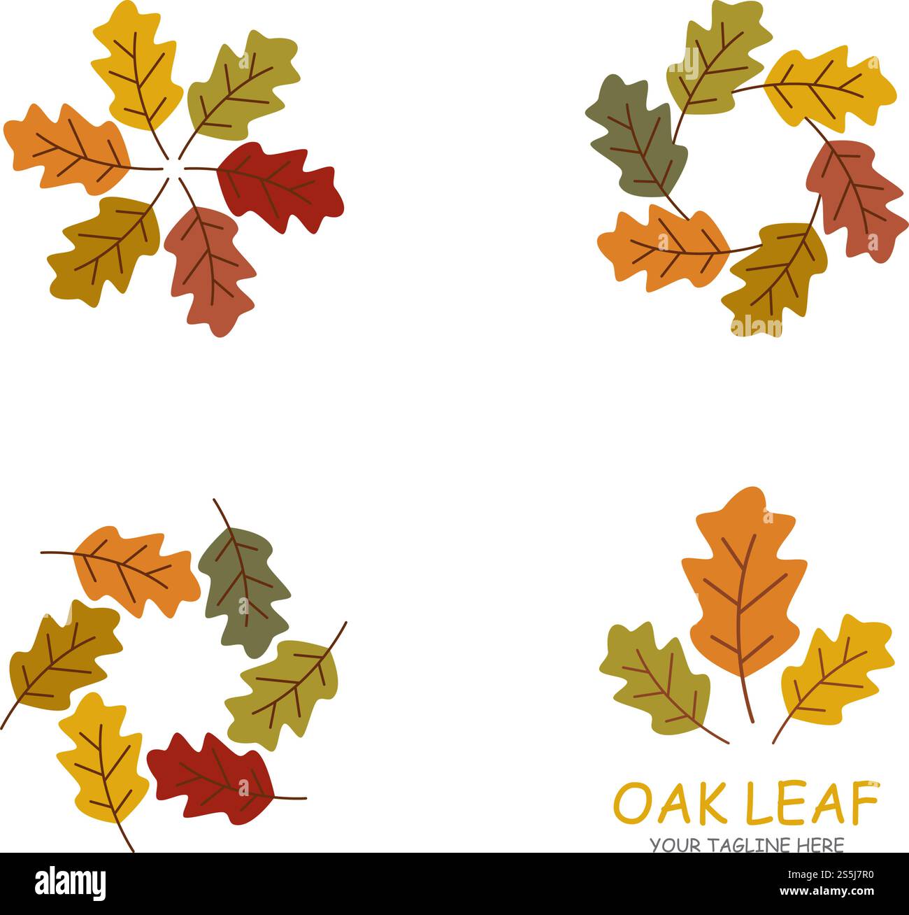 modèle de conception vectoriel avec logo en chêne Illustration de Vecteur