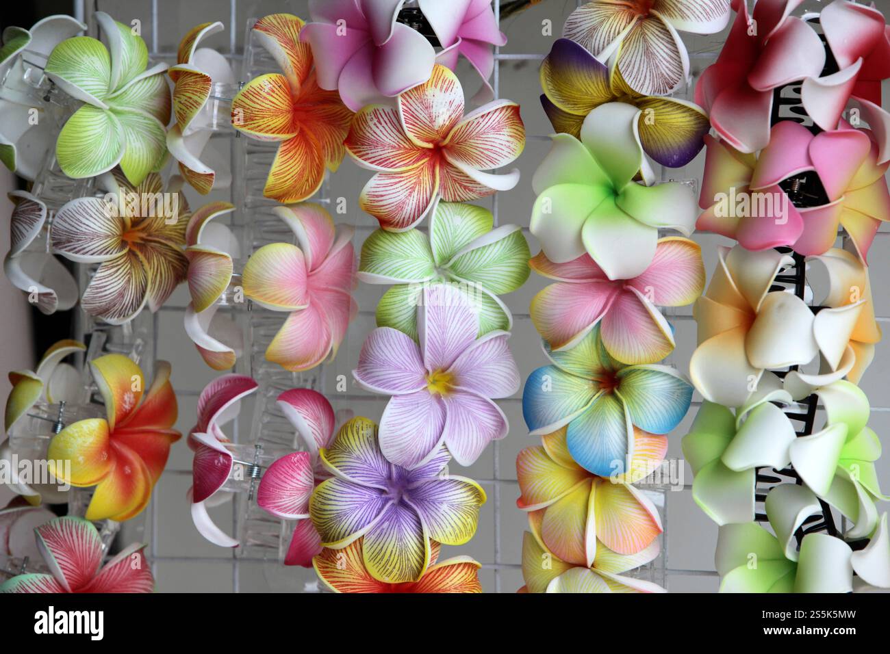 Une boutique de fleurs à boucle de cheveux à la ville de Sairee Village sur l'île de Ko Tao dans la province de Surat Thani en Thaïlande, Ko Tao, Marc Banque D'Images