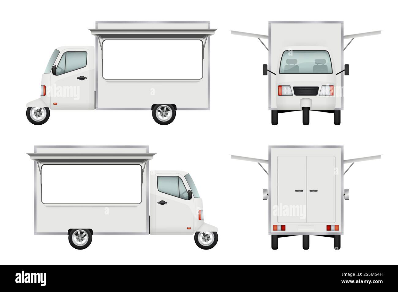 Food truck réaliste. Livraison de nourriture rapide transport de moto de camion ouvert fenêtre de service de restauration vecteur 3d illustrations. Illustration de la moto de livraison, scooter de voiture. Food truck réaliste. Livraison de nourriture rapide transport de moto de camion ouvert fenêtre de service de restauration vecteur 3d illustrations Illustration de Vecteur