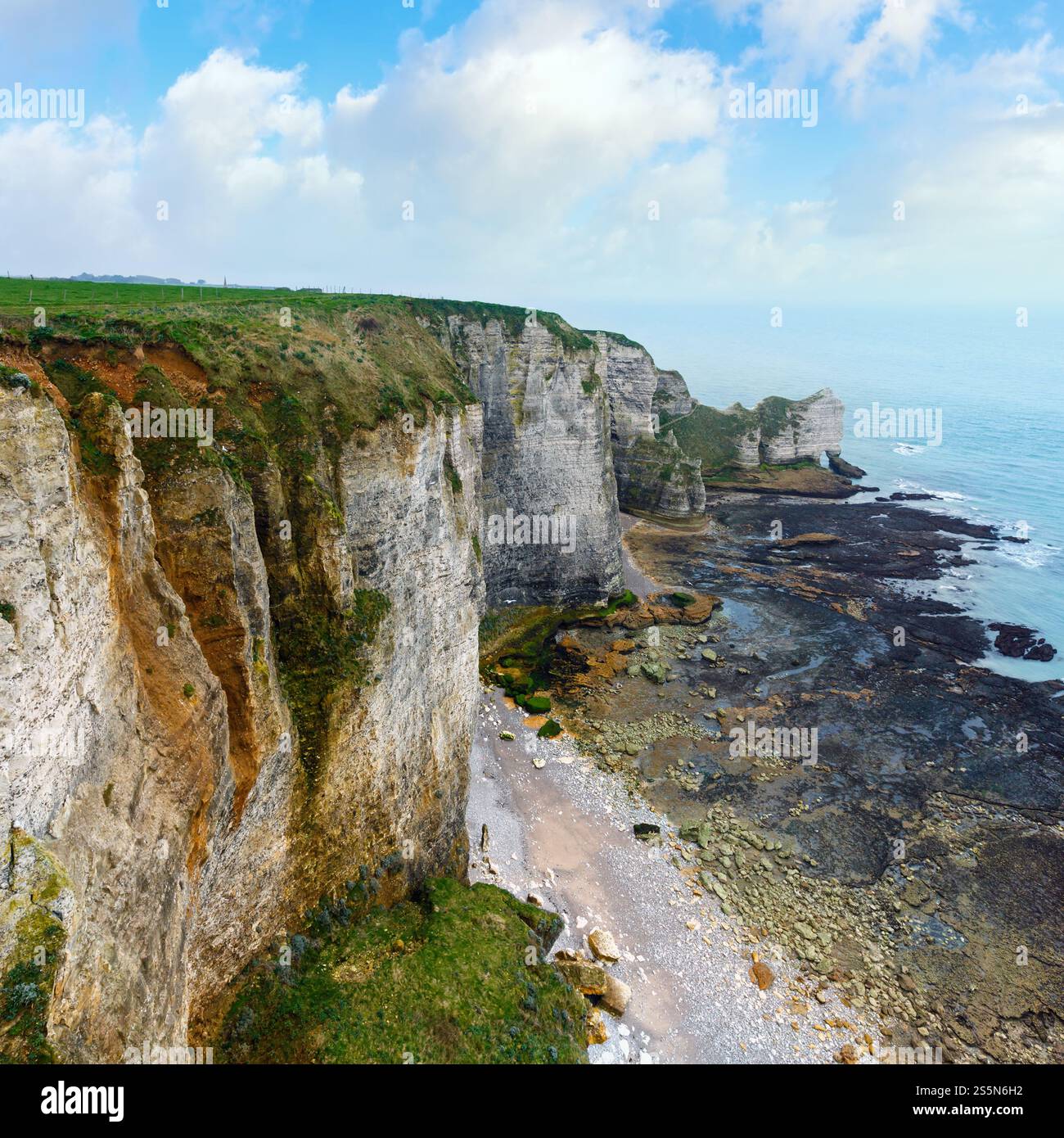 Au printemps, la Côte d'Etretat France. Vue d'en haut. Banque D'Images