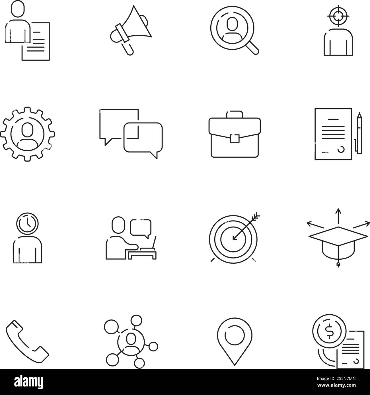 Icône de chasse de tête. Professionnel top manager travail emploi personnel ce vecteur de ligne mince symboles. Illustration de la chasse de tête professionnelle au travail. Icône de chasse de tête. Professionnel top manager travail emploi personnel ce vecteur de ligne mince symboles Illustration de Vecteur