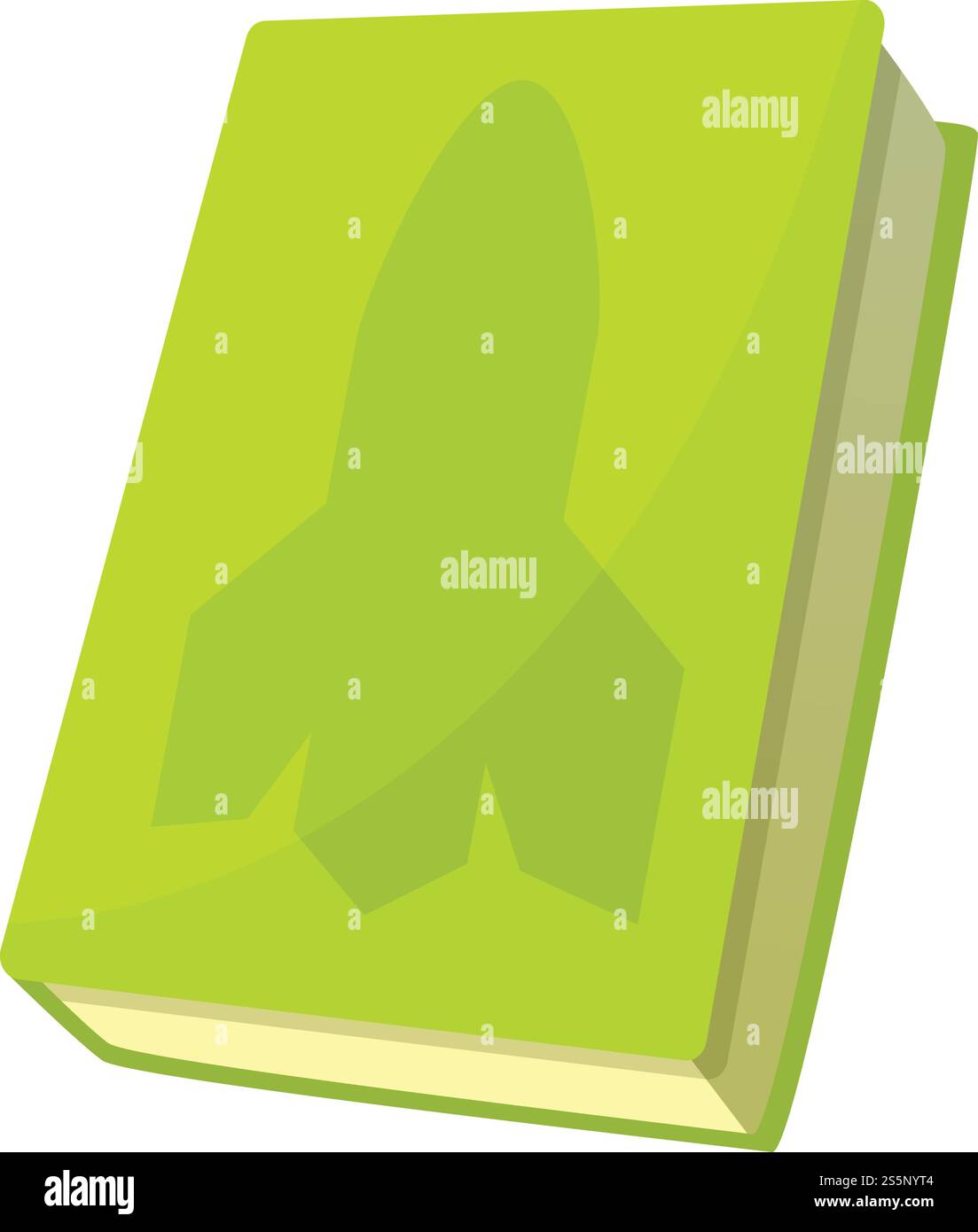 Icône de livre vert fusée. Dessin animé de l'icône vectorielle de livre vert fusée pour la conception Web isolé sur fond blanc. Icône de livre vert fusée, style de bande dessinée Illustration de Vecteur