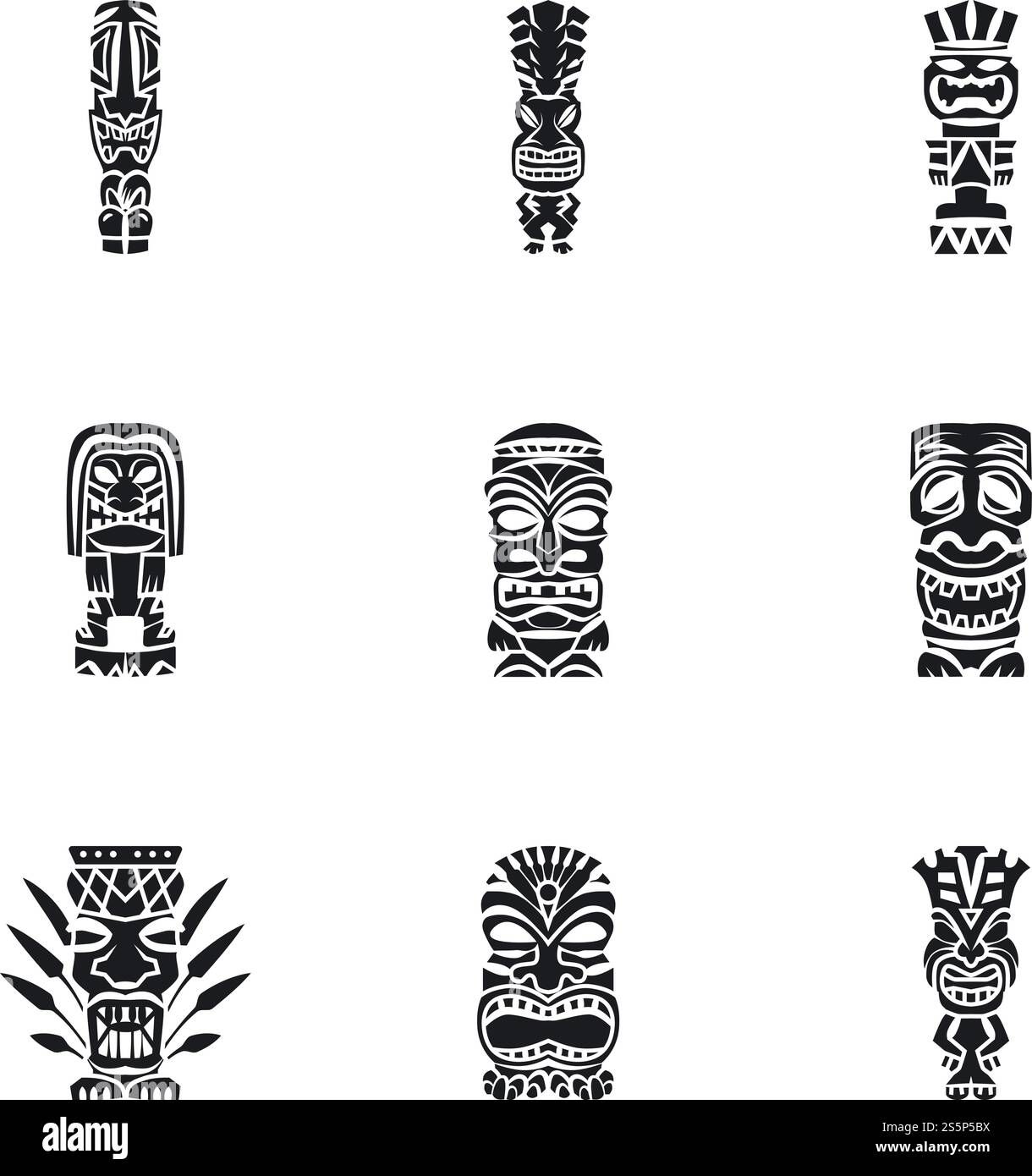 Jeu d'icônes d'idole d'Aloha. Ensemble simple de 9 icônes vectorielles idoles d'aloha pour la conception Web isolé sur fond blanc. Ensemble d'icônes d'idole d'Aloha, style simple Illustration de Vecteur