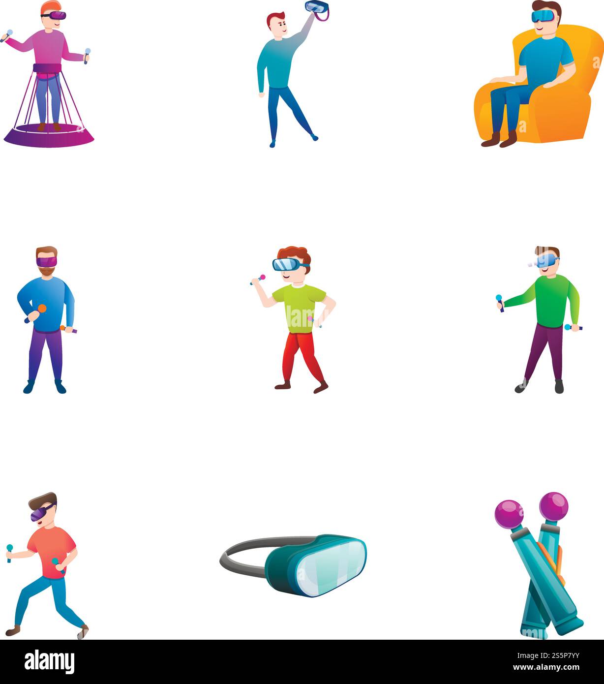 Jeu d'icônes Smart vr Goggles. Ensemble de dessins animés de 9 icônes vectorielles intelligentes de lunettes de vr pour la conception Web isolé sur fond blanc. Jeu d'icônes Smart vr Goggles, style de dessin animé Illustration de Vecteur