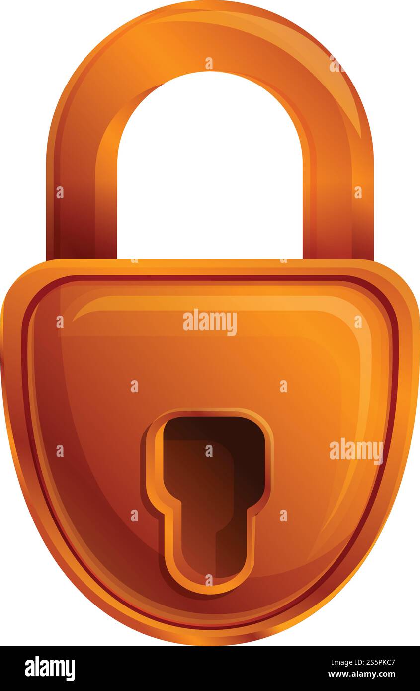 Icône de cadenas en bronze. Dessin animé de l'icône vectorielle de cadenas en bronze pour la conception Web isolé sur fond blanc. Icône de cadenas en bronze, style de dessin animé Illustration de Vecteur