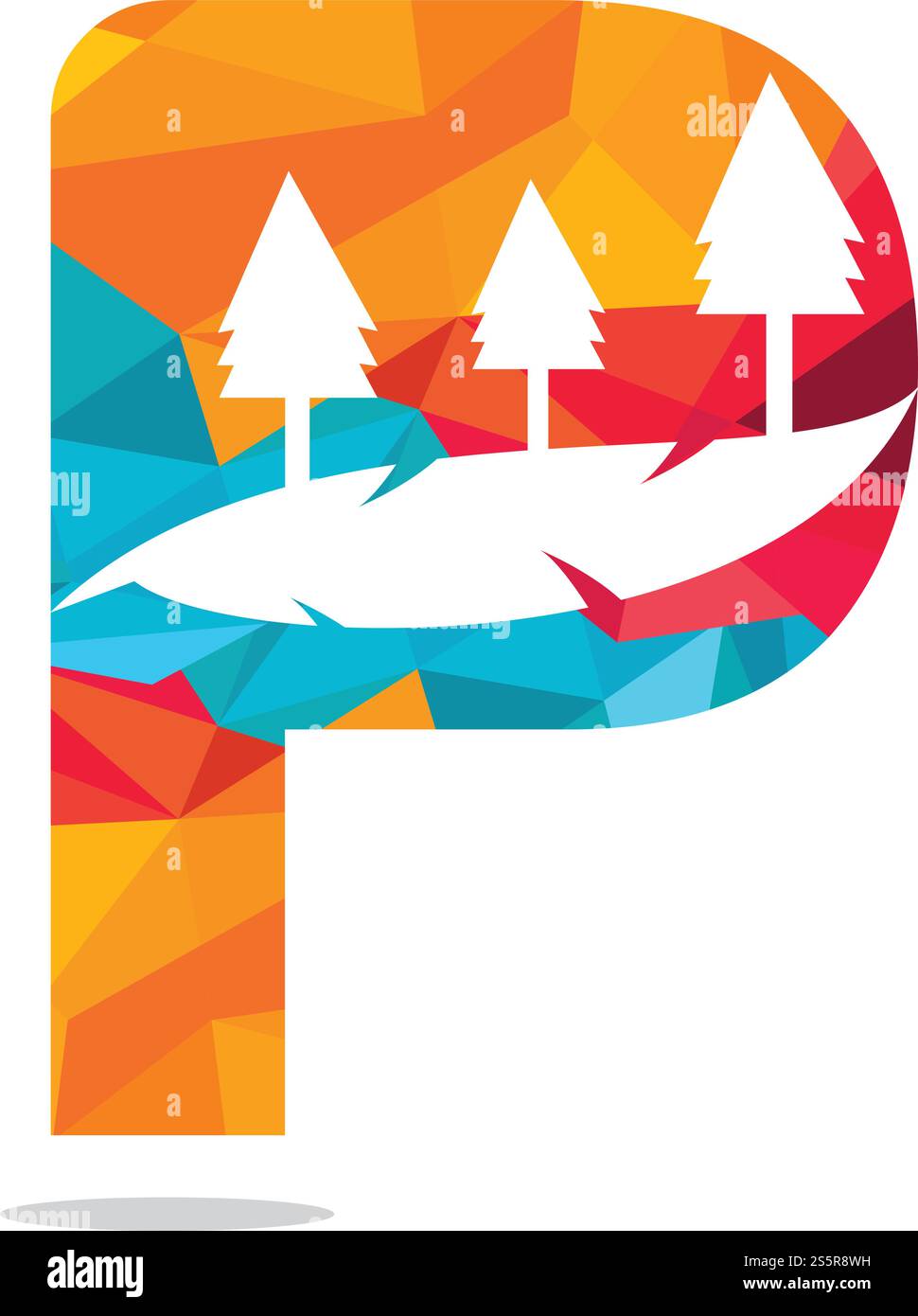 Conception de logo lettre P d'icône de paysage nature. Illustration de Vecteur