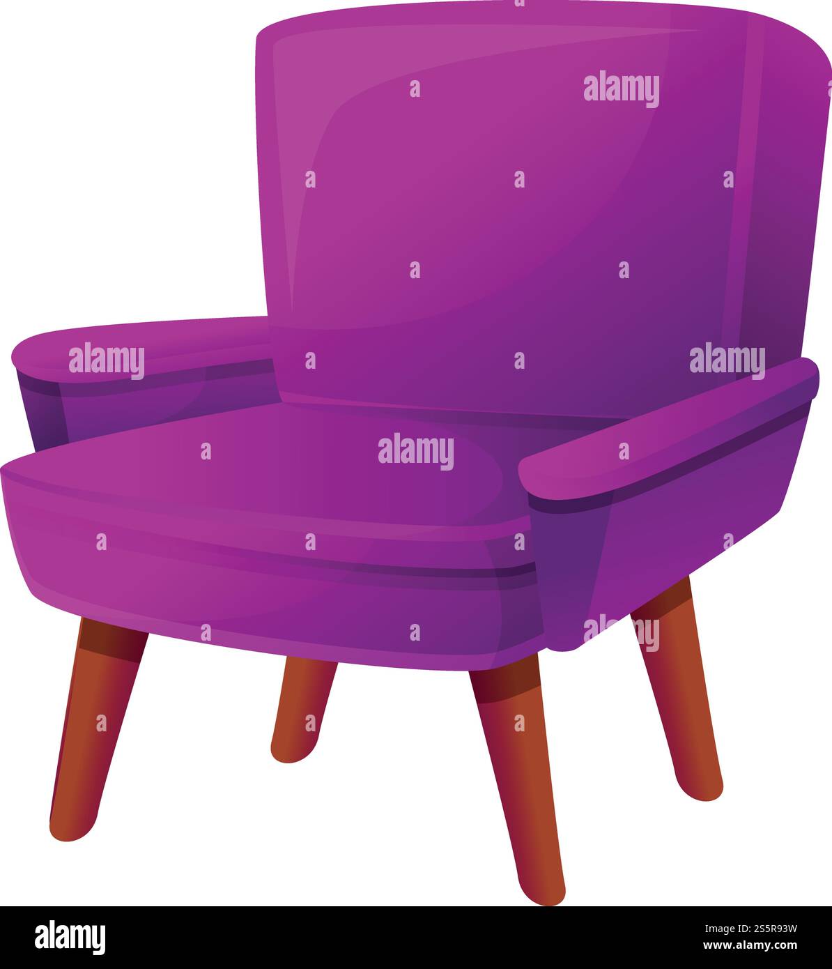 Icône de fauteuil violet. Dessin animé de l'icône de vecteur de fauteuil violet pour la conception de Web isolé sur fond blanc. Icône de fauteuil violet, style de bande dessinée Illustration de Vecteur