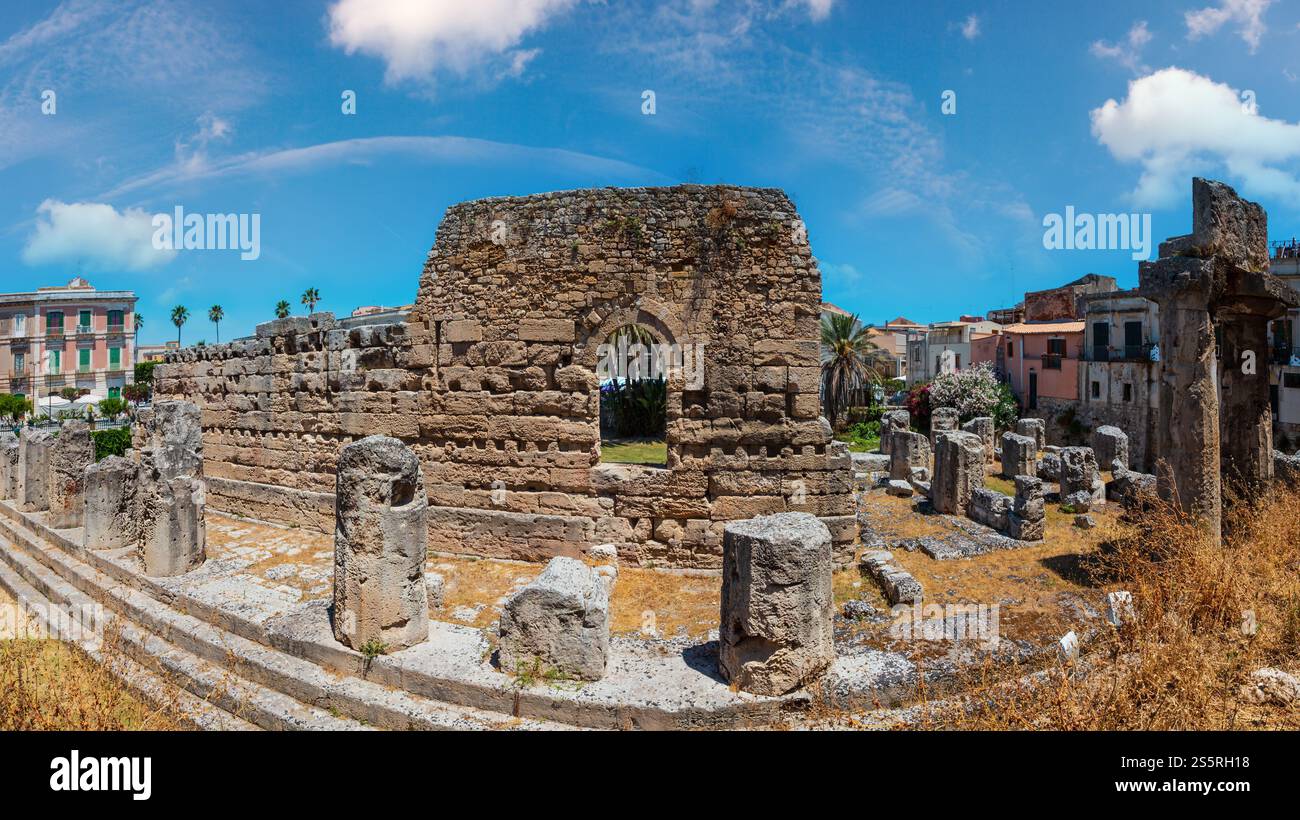 L'île de Ortigia à ville de Syracuse, Sicile, Italie. Belle photo de voyage Sicile. Banque D'Images