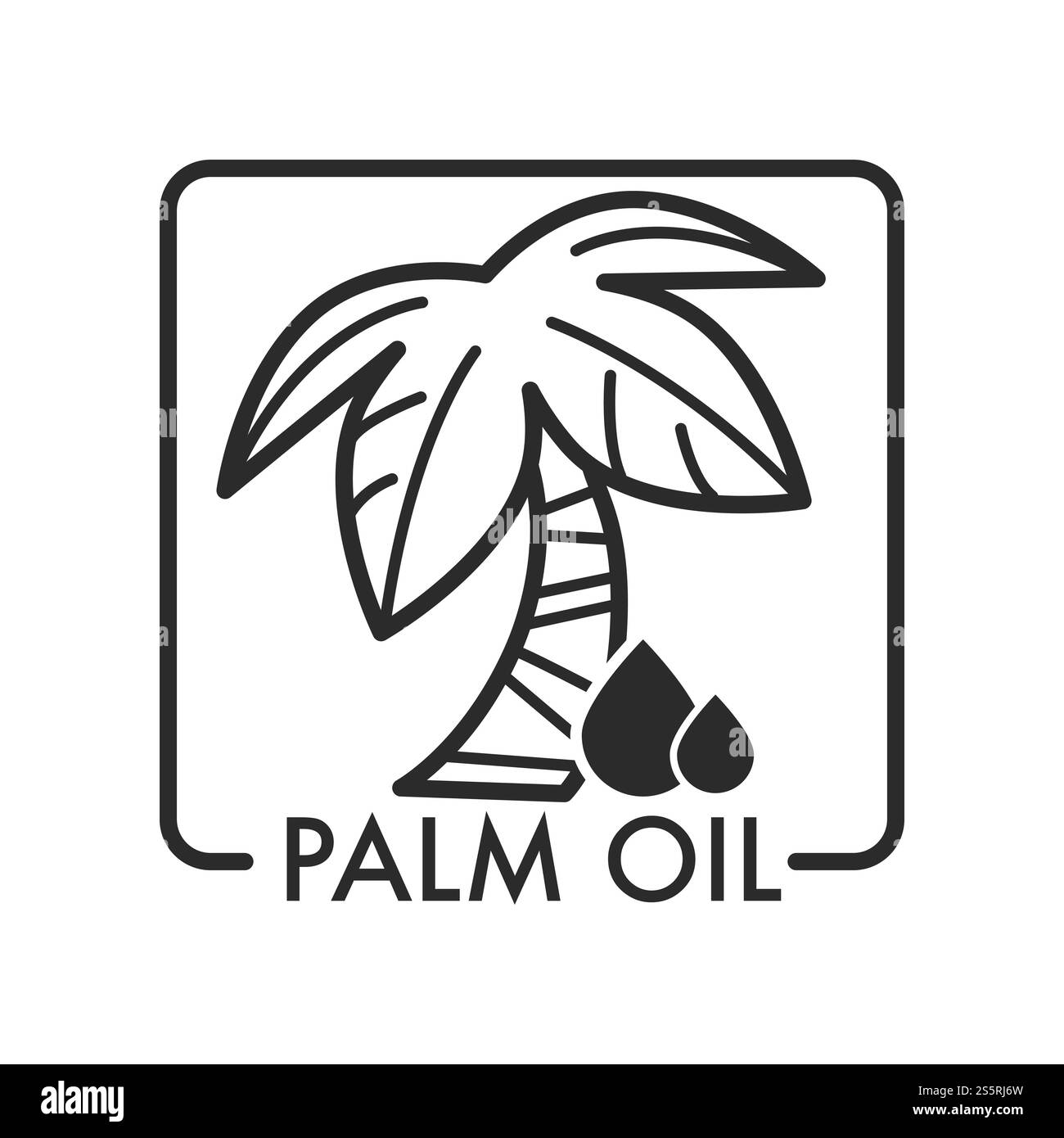 Huile de palme avec liquide huileux et arbre avec des branches vecteur icône isolée d'ingrédient exotique crèmes cosmétiques et lotions produits pour la peau, les cheveux et les soins du corps production aromatique avec composant naturel .. Huile de palme avec liquide huileux et arbre avec des branches Illustration de Vecteur
