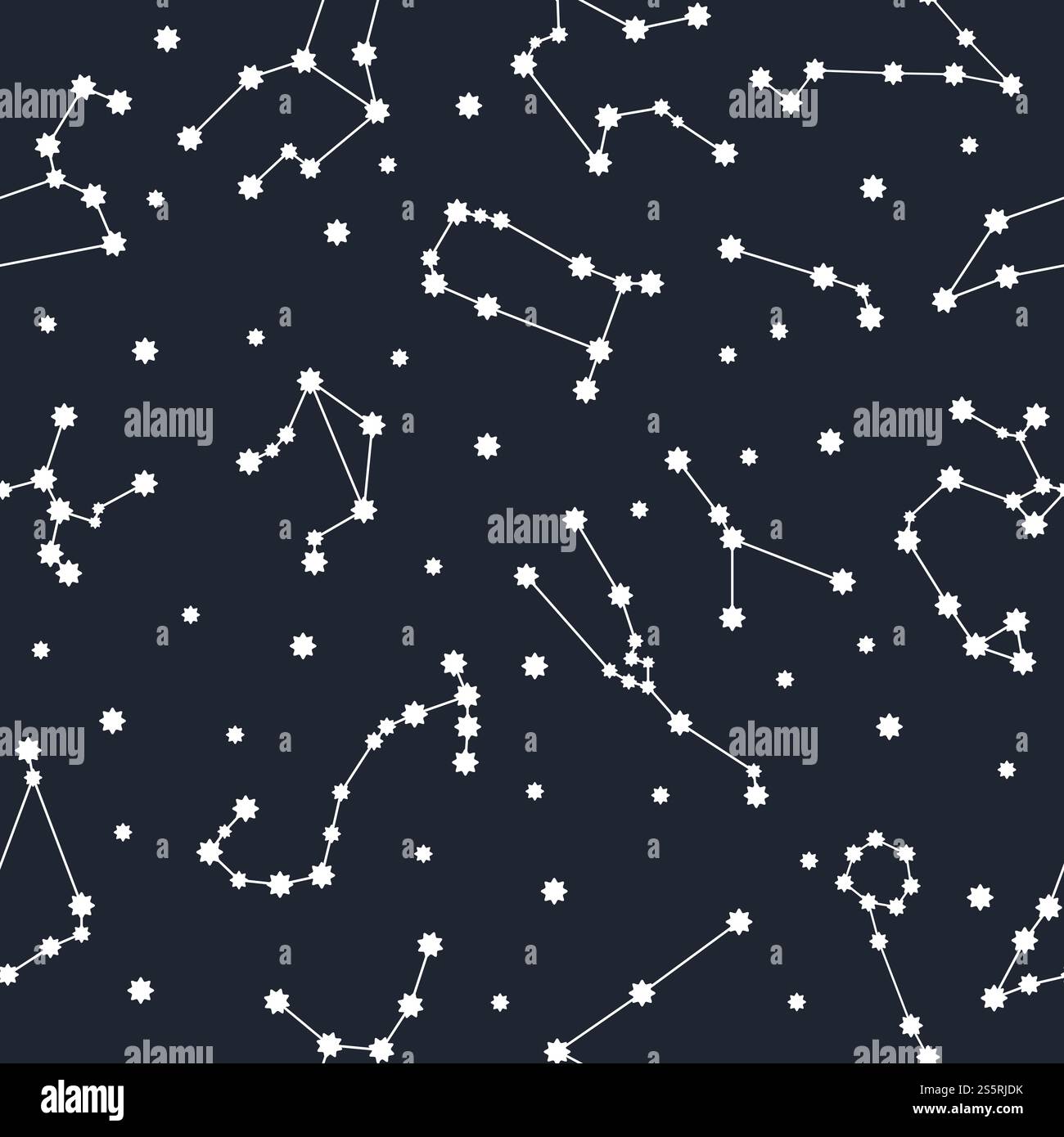 Motif de constellation. Illustration de dessin animé de motif vectoriel de constellation pour la conception de web. Motif constellation, style de dessin animé Illustration de Vecteur