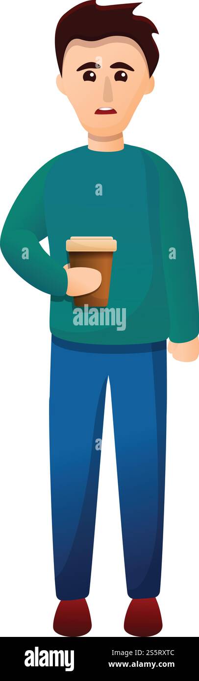 Icône de dépendance au café. Dessin animé de l'icône de vecteur de dépendance au café pour la conception Web isolé sur fond blanc. Icône de dépendance au café, style de dessin animé Illustration de Vecteur