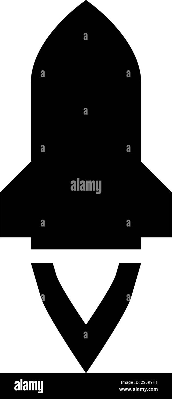 Fusée avec flamme dans le vaisseau spatial volant lançant Space exploration War Weapon concept icône de vecteur de couleur noire illustration de style plat image simple. Fusée avec flamme dans le vaisseau spatial volant lançant l'icône de concept d'arme de guerre d'exploration spatiale icône de vecteur de couleur noire illustration de style plat Illustration de Vecteur