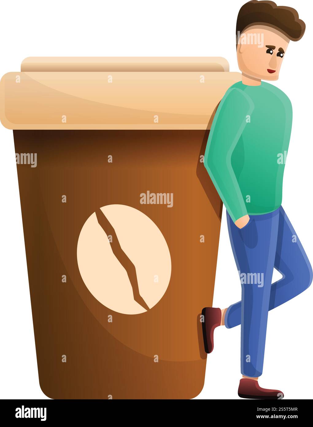 Icône de dépendance au café chaud. Dessin animé de l'icône de vecteur de dépendance de café chaud pour la conception de Web isolé sur fond blanc. Icône de dépendance au café chaud, style de dessin animé Illustration de Vecteur