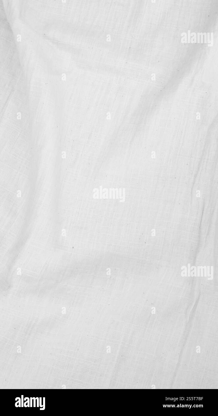 Tissu biologique toile de fond en coton toile de lin blanc tissu de coton naturel froissé naturel lin fait main naturel vue de dessus arrière-plan textiles écologiques organiques Banque D'Images