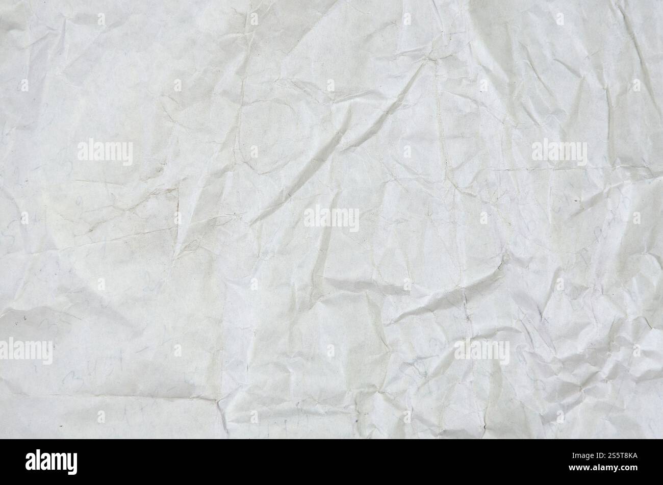 Fond blanc froissé. Peinture pastels pour couverture de livre, vue de dessus. Feuille de papier parchemin vide de surface grunge grise. Affiche d'art au-dessus des plis Banque D'Images