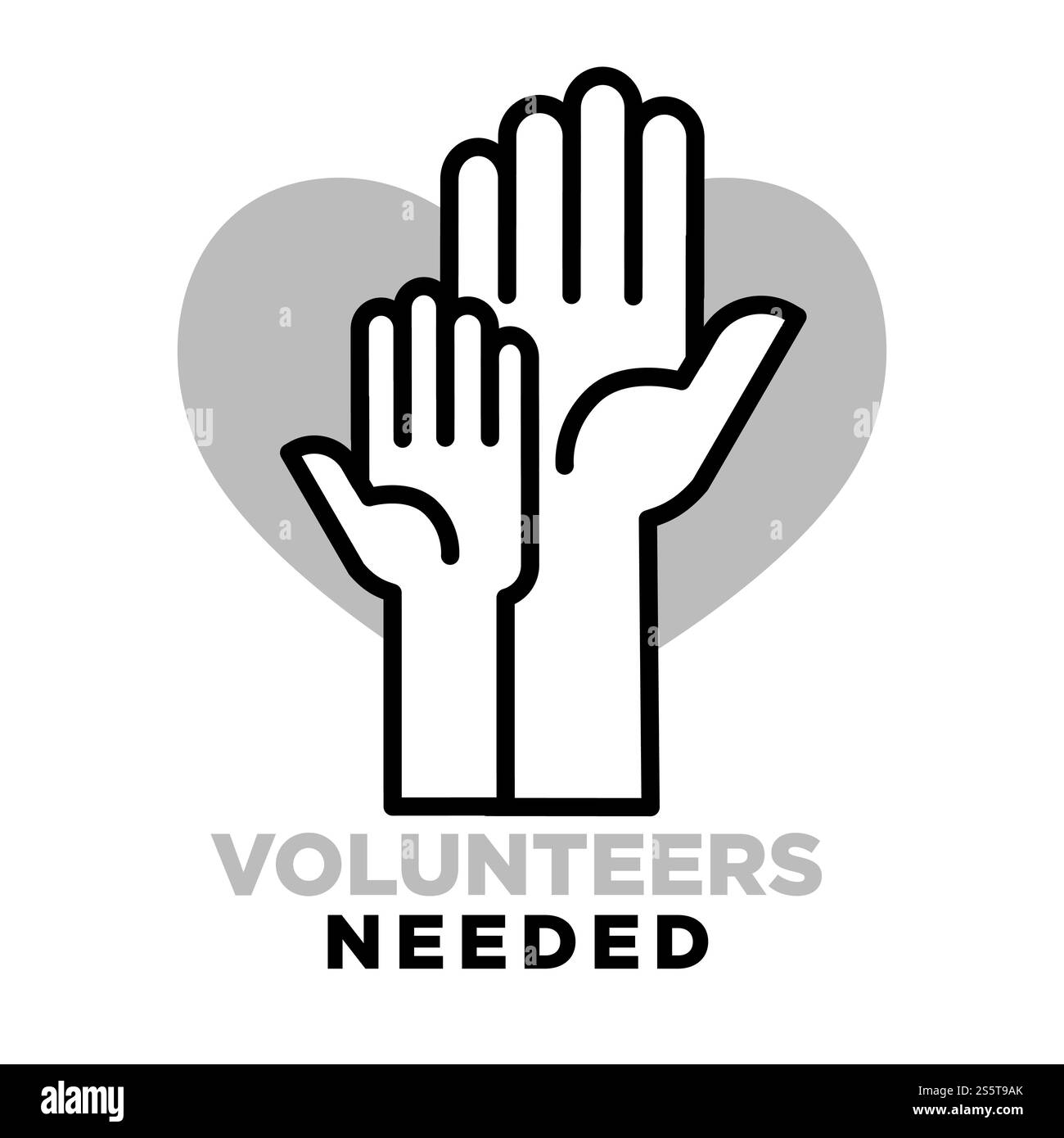 Les bénévoles avaient besoin d'affiches d'agitation pour se joindre à la charité. Mains humaines et grand cœur rouge isolé illustration vectorielle plate de dessin animé sur fond blanc. Rechercher des personnes prêtes à aider bannière commerciale.. Les bénévoles avaient besoin d'affiches d'agitation pour se joindre à la charité. Illustration de Vecteur