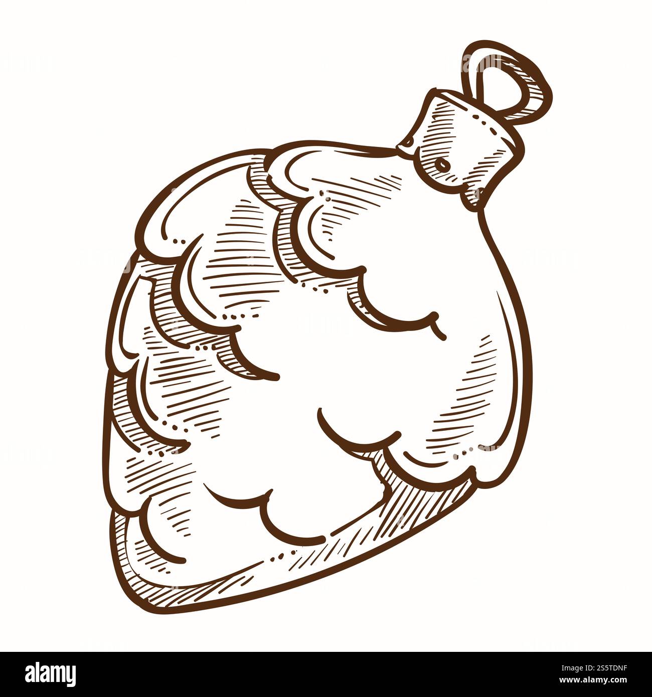 Boule en forme de décoration de cône sur la veille de Noël vecteur de vacances d'hiver monochrome esquisse contour icône isolée de jouet pour décorer l'arbre de pin persistant festive boule d'humeur d'hiver préparation de saison.. Boule en forme de décoration conique la veille de Noël Illustration de Vecteur