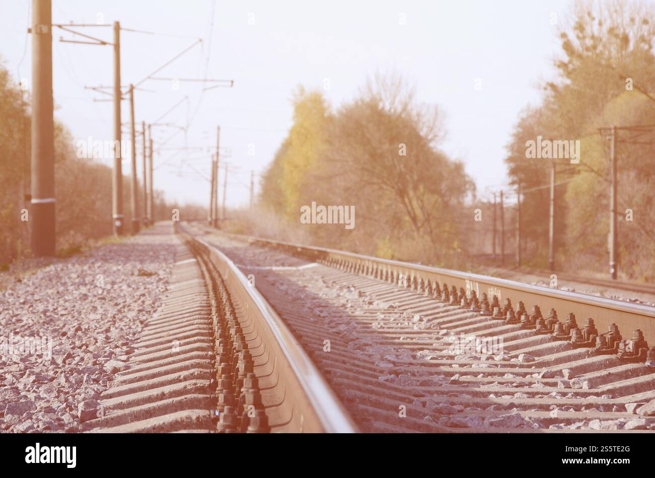 Automne paysage industriel. Dans la distance de recul de fer parmi les arbres d'automne jaune et vert Banque D'Images