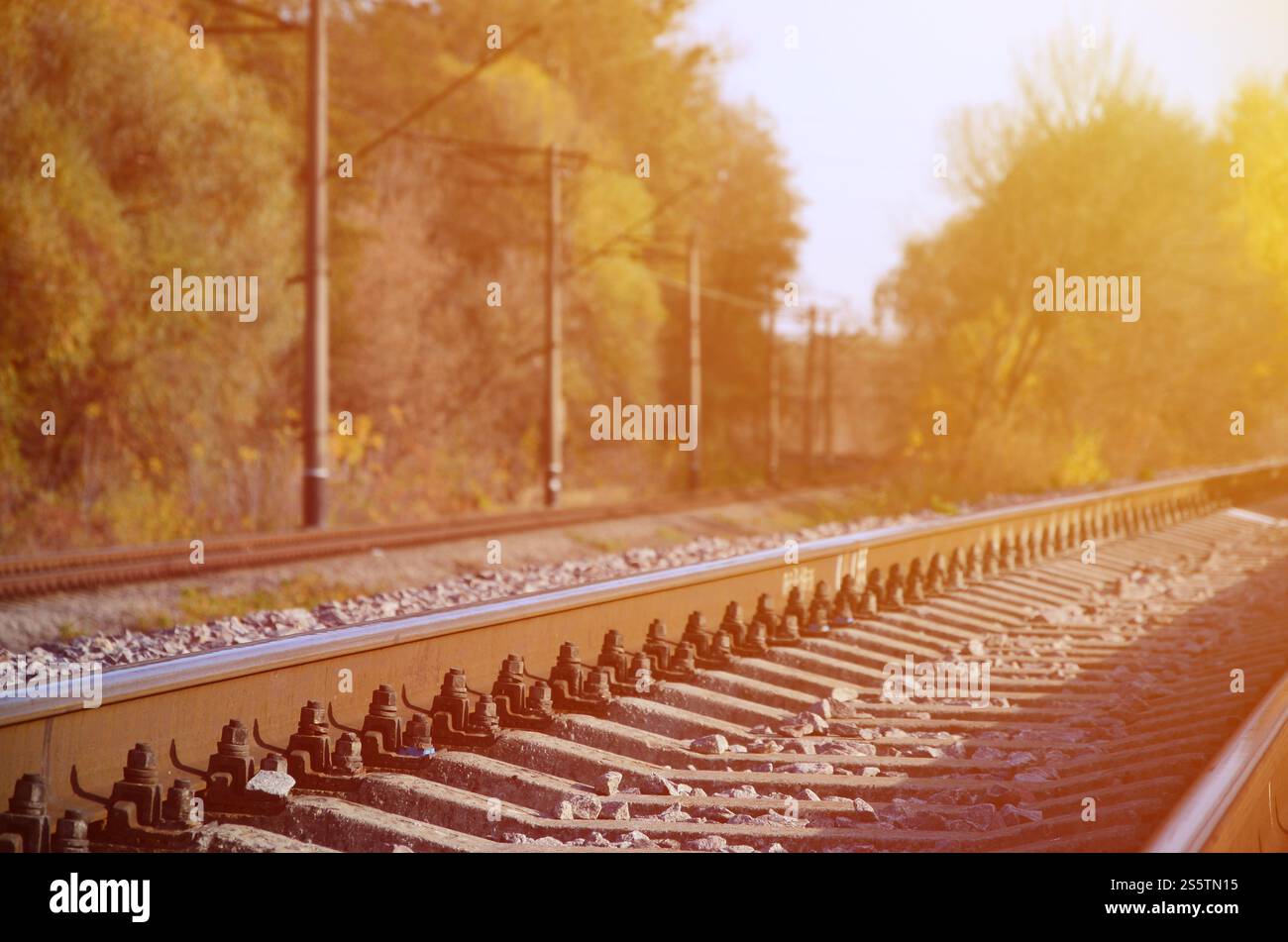 Automne paysage industriel. Dans la distance de recul de fer parmi les arbres d'automne jaune et vert Banque D'Images