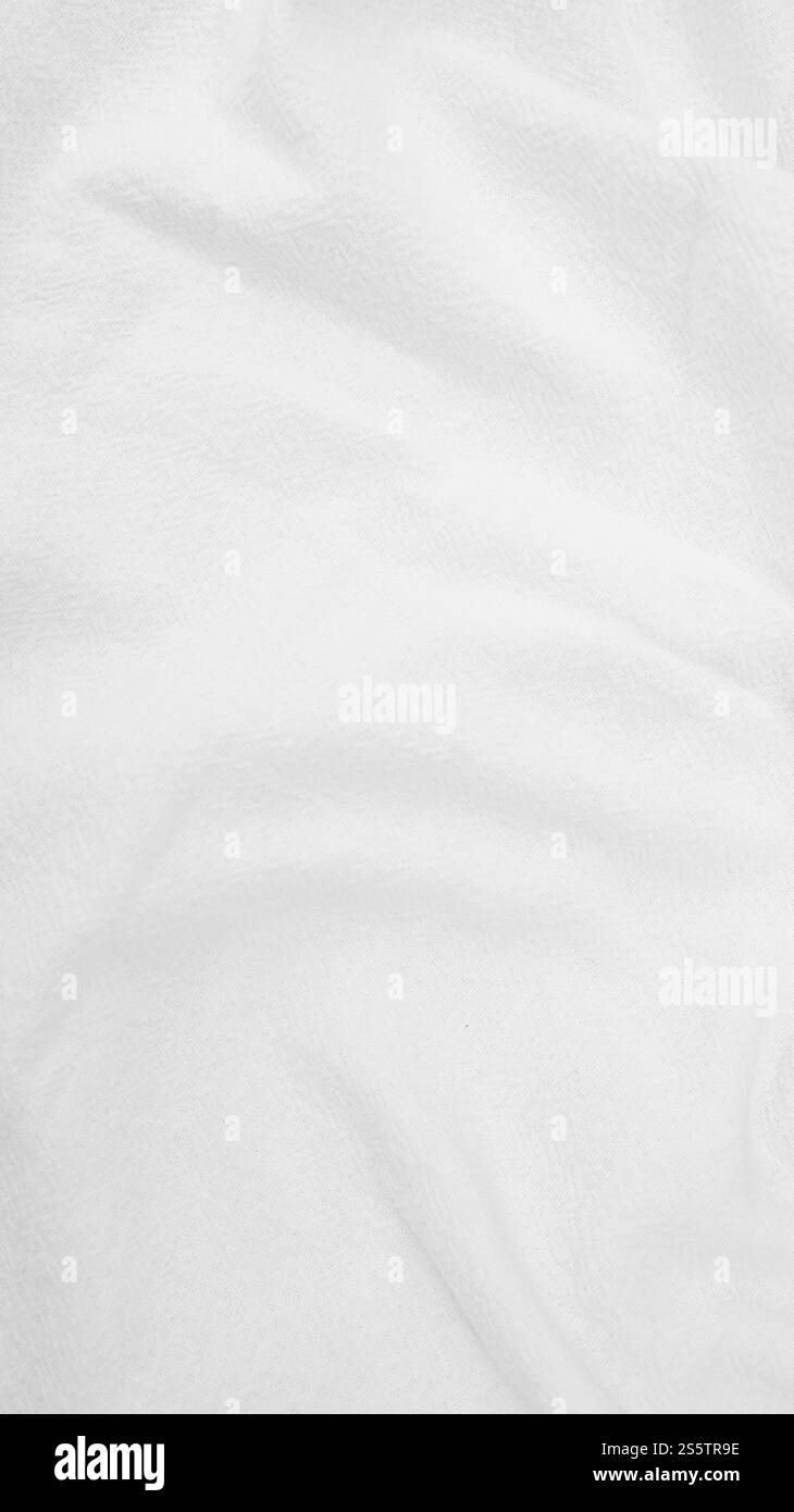 Tissu biologique toile de fond en coton toile de lin blanc tissu de coton naturel froissé naturel lin fait main naturel vue de dessus arrière-plan textiles écologiques organiques Banque D'Images