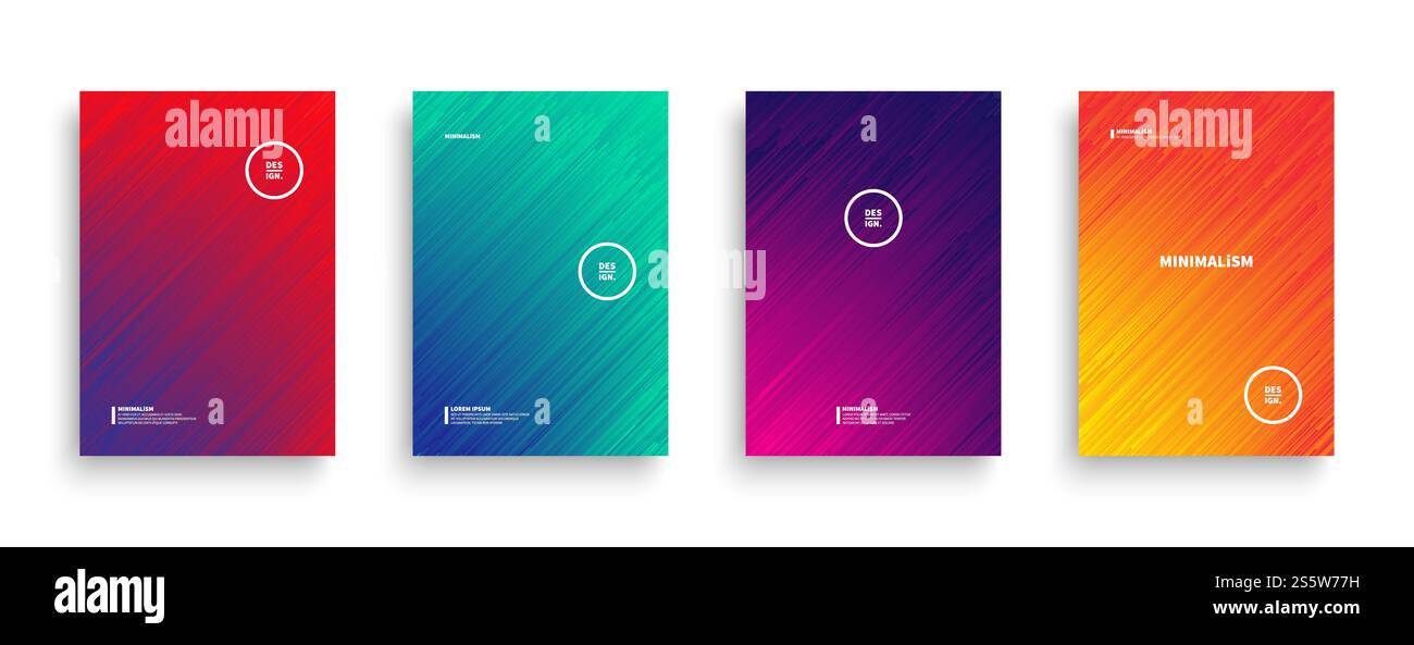 Couleurs vives lignes de flux dynamiques modèles de brochure minimaliste sur blanc. Vecteur dynamique de motifs vifs vectoriels Banque D'Images