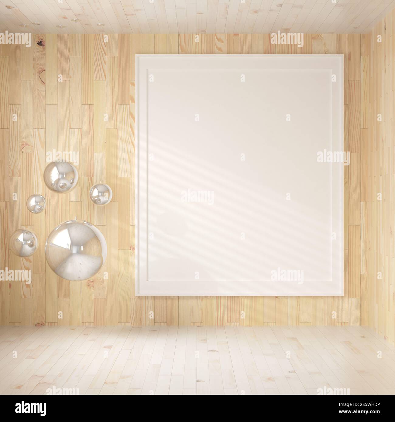 Cadre photo sur le mur dans le salon, style 3D. Banque D'Images