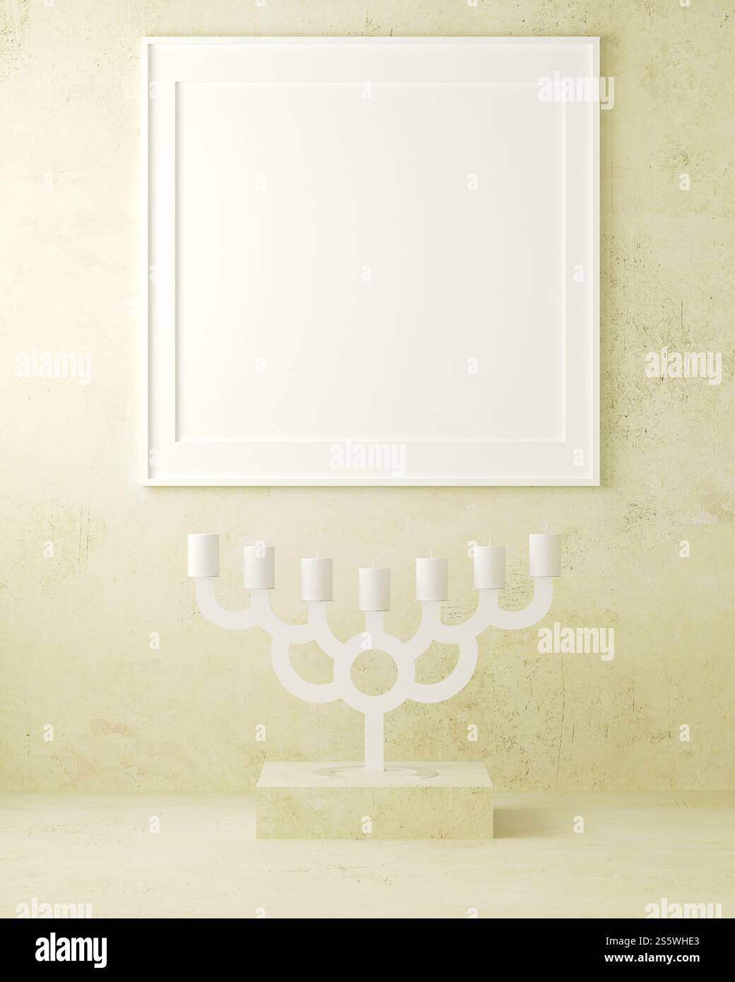 Cadre photo sur le mur dans le salon, style 3D. Banque D'Images