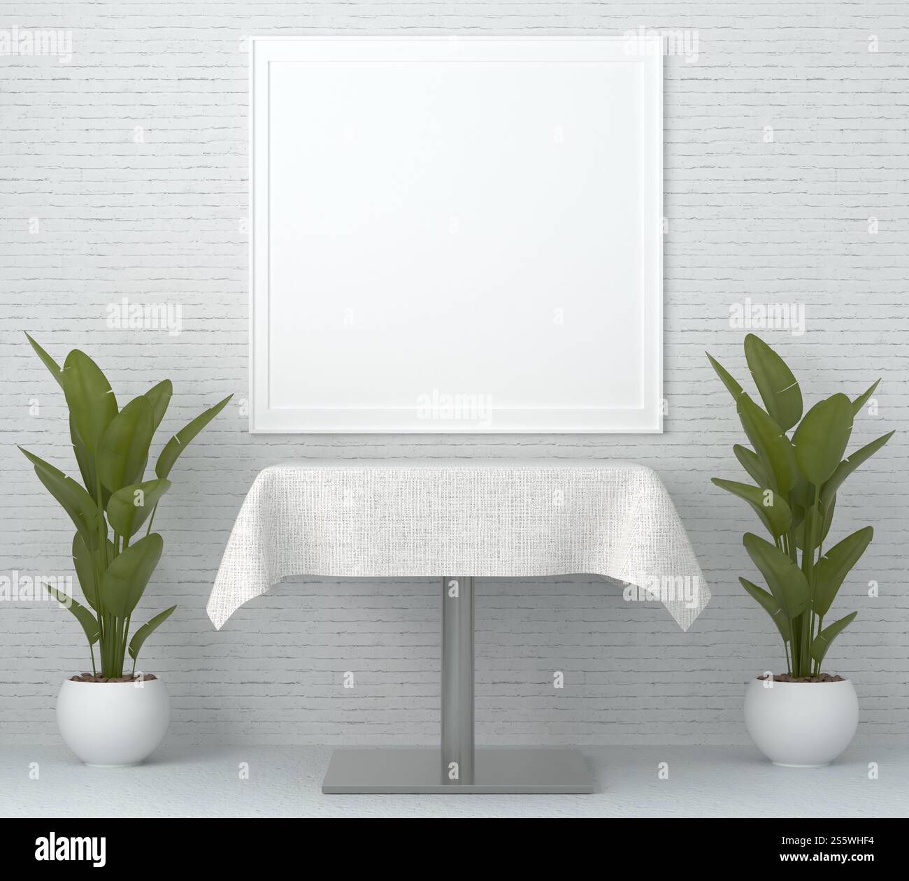 Cadre photo mural de salon avec vase à fleurs, style 3D. Banque D'Images