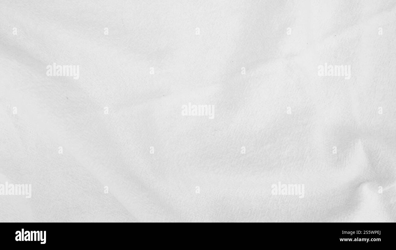 Tissu biologique toile de fond en coton toile de lin blanc tissu de coton naturel froissé naturel lin fait main naturel vue de dessus arrière-plan textiles écologiques organiques Banque D'Images