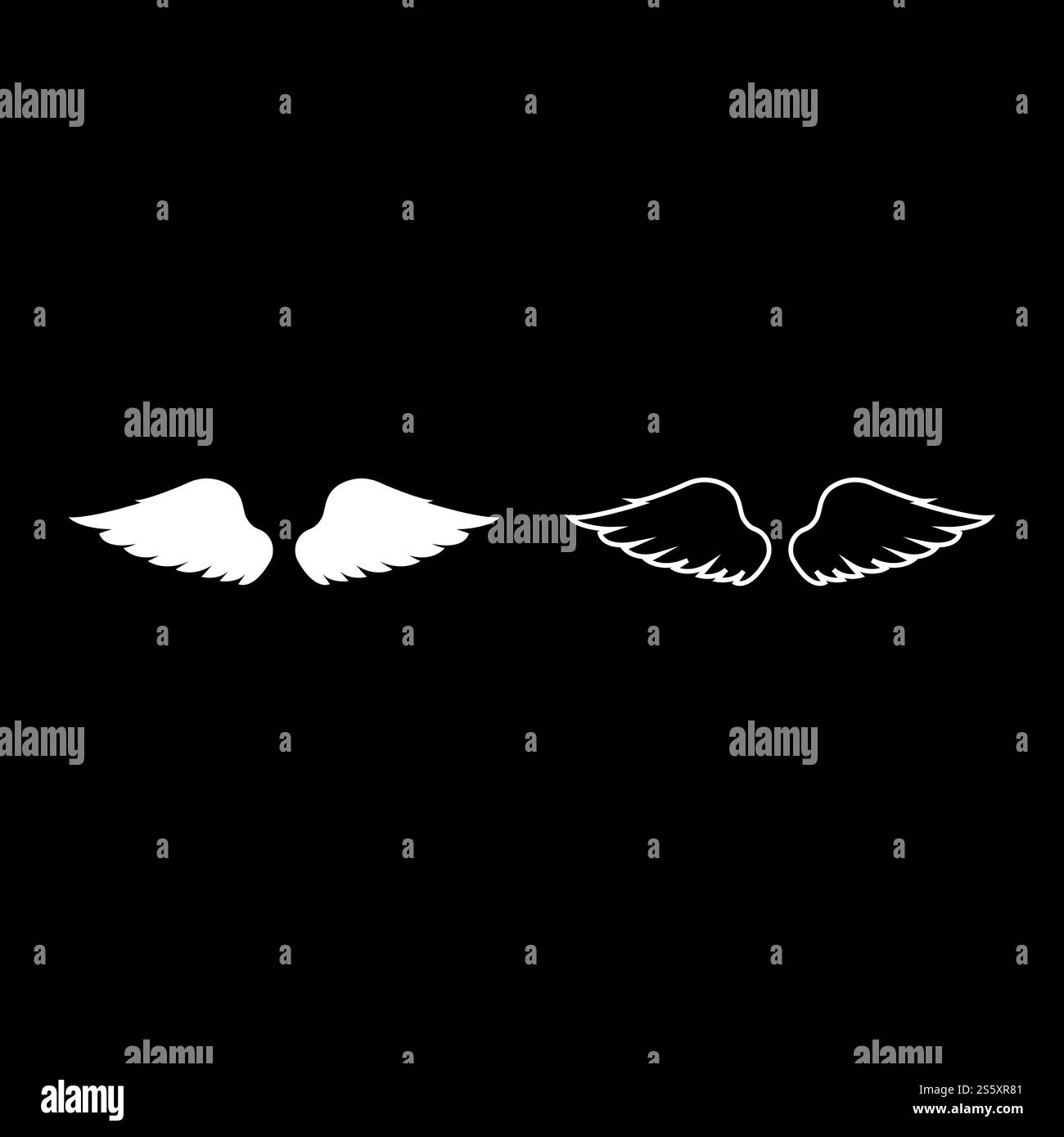 Ailes d'oiseau diable ange paire de partie animale étalée Fly concept Freedom Idea Idea Icon Outline set blanc illustration vectorielle style plat image simple Illustration de Vecteur