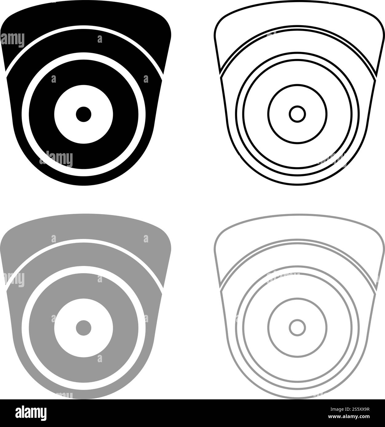 Caméra vidéo suivi de caméscope sphérique surveillance de l'appareil dispositif de surveillance CCTV Secure concept Icon Outline set noir gris illustration vectorielle style plat image simple. Caméra vidéo suivi de caméscope sphérique surveillance de l'appareil dispositif de surveillance CCTV Secure concept Icon Outline Set noir Grey Color Vector illustration Flat style image Illustration de Vecteur