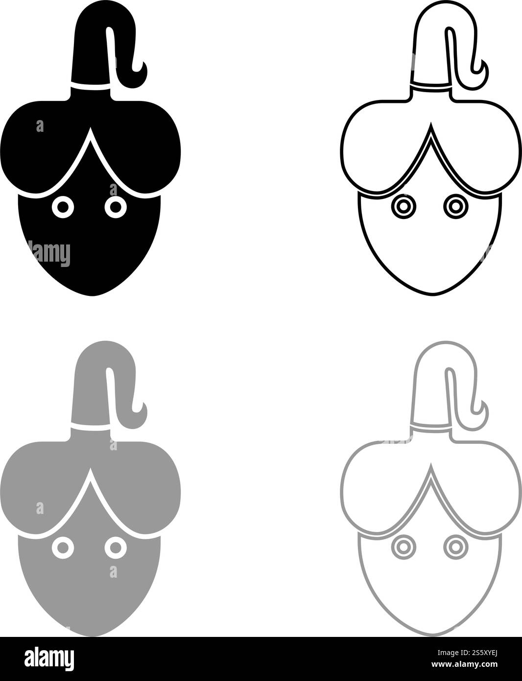 Tête de femme avec le visage de faux dans le contour de l'icône avant défini noir gris illustration vectorielle de style plat image simple. Tête de femme avec le visage de faux dans le contour de l'icône avant définir l'illustration vectorielle de couleur gris noir image de style plat Illustration de Vecteur