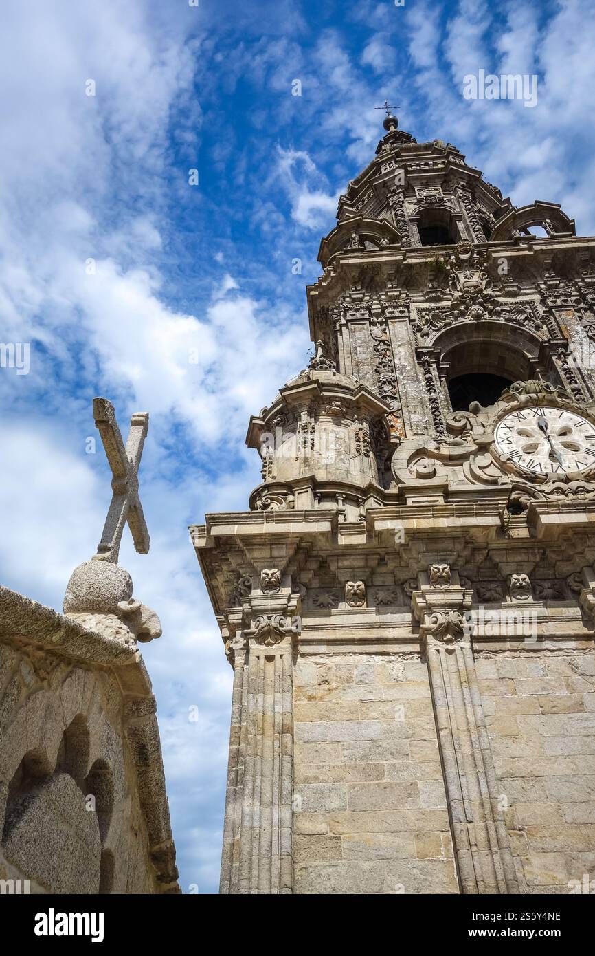 Cathédrale Saint-Jacques-de-Compostelle en Galice, Espagne. Cathédrale Saint-Jacques-de-Compostelle, Galice, Espagne Banque D'Images