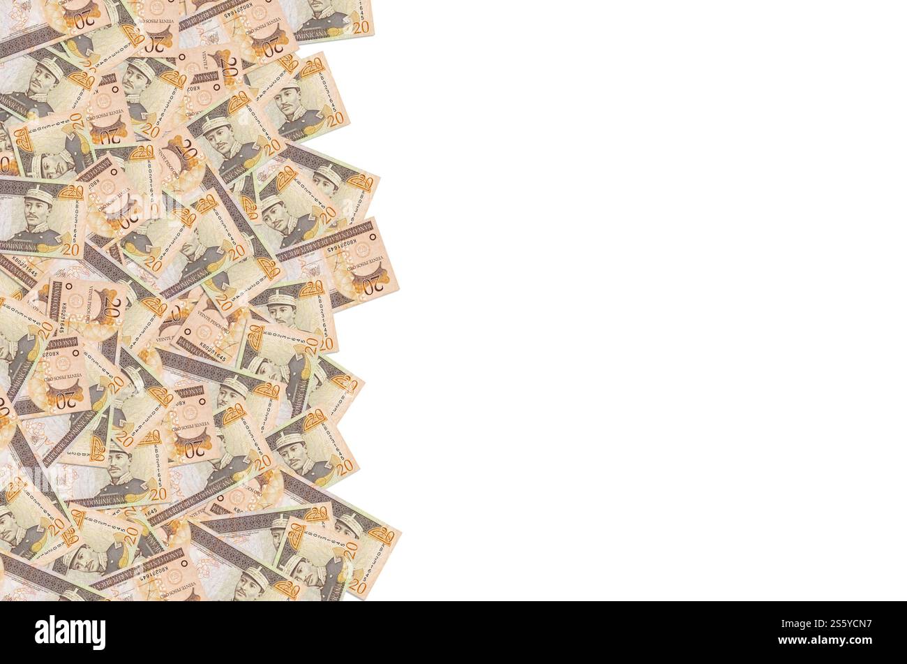 Portrait de Gregorio Luperon représenté sur une vieille note de vingt pesos monnaie de la république dominicaine. Bec orange côté avant. Portrait de Gregorio Luperon représenté sur Banque D'Images