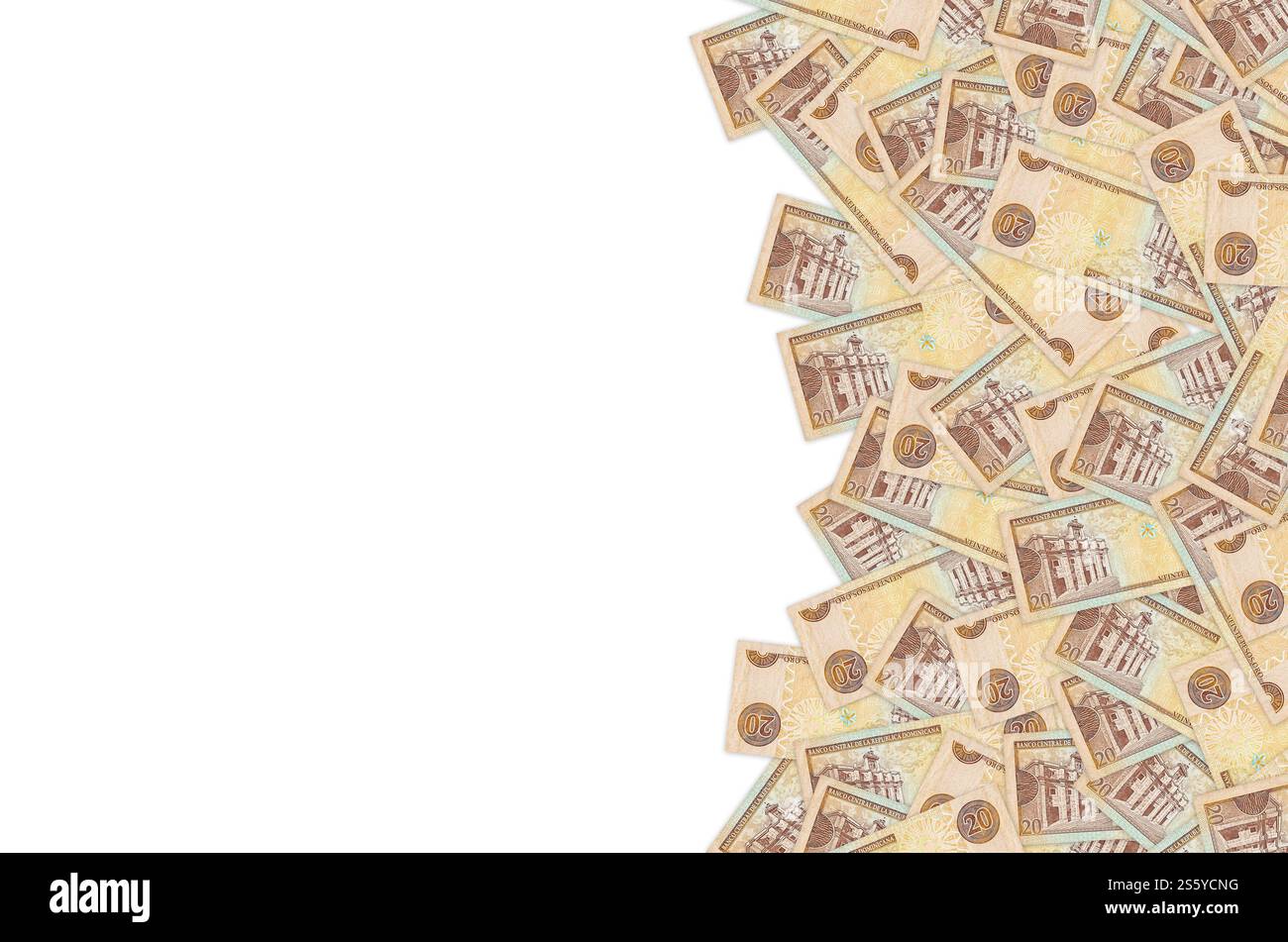 Bâtiment Panteon Nacional représenté sur une vieille note de 20 peso monnaie de la république dominicaine. Bec arrière orange. Bâtiment Panteon Nacional représenté sur l'ancien Banque D'Images