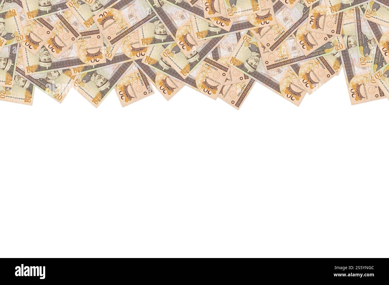 Portrait de Gregorio Luperon représenté sur une vieille note de vingt pesos monnaie de la république dominicaine. Bec orange côté avant. Portrait de Gregorio Luperon représenté sur Banque D'Images