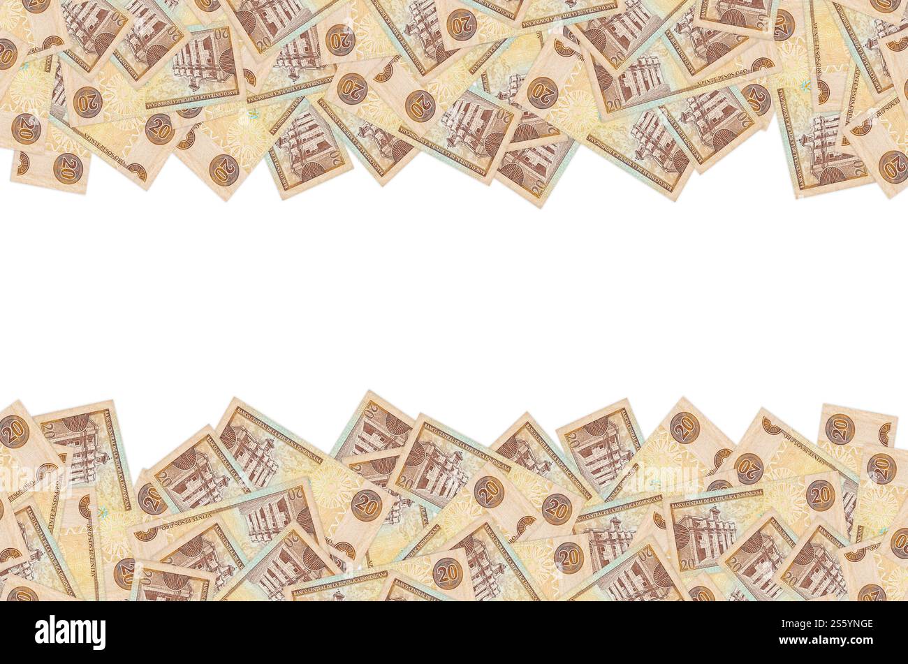 Bâtiment Panteon Nacional représenté sur une vieille note de 20 peso monnaie de la république dominicaine. Bec arrière orange. Bâtiment Panteon Nacional représenté sur l'ancien Banque D'Images