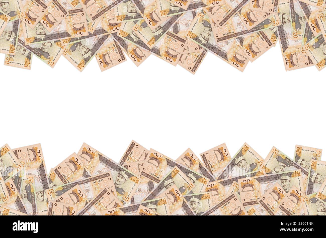 Portrait de Gregorio Luperon représenté sur une vieille note de vingt pesos monnaie de la république dominicaine. Bec orange côté avant. Portrait de Gregorio Luperon représenté sur Banque D'Images