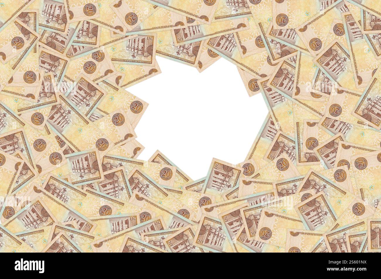 Bâtiment Panteon Nacional représenté sur une vieille note de 20 peso monnaie de la république dominicaine. Bec arrière orange. Bâtiment Panteon Nacional représenté sur l'ancien Banque D'Images