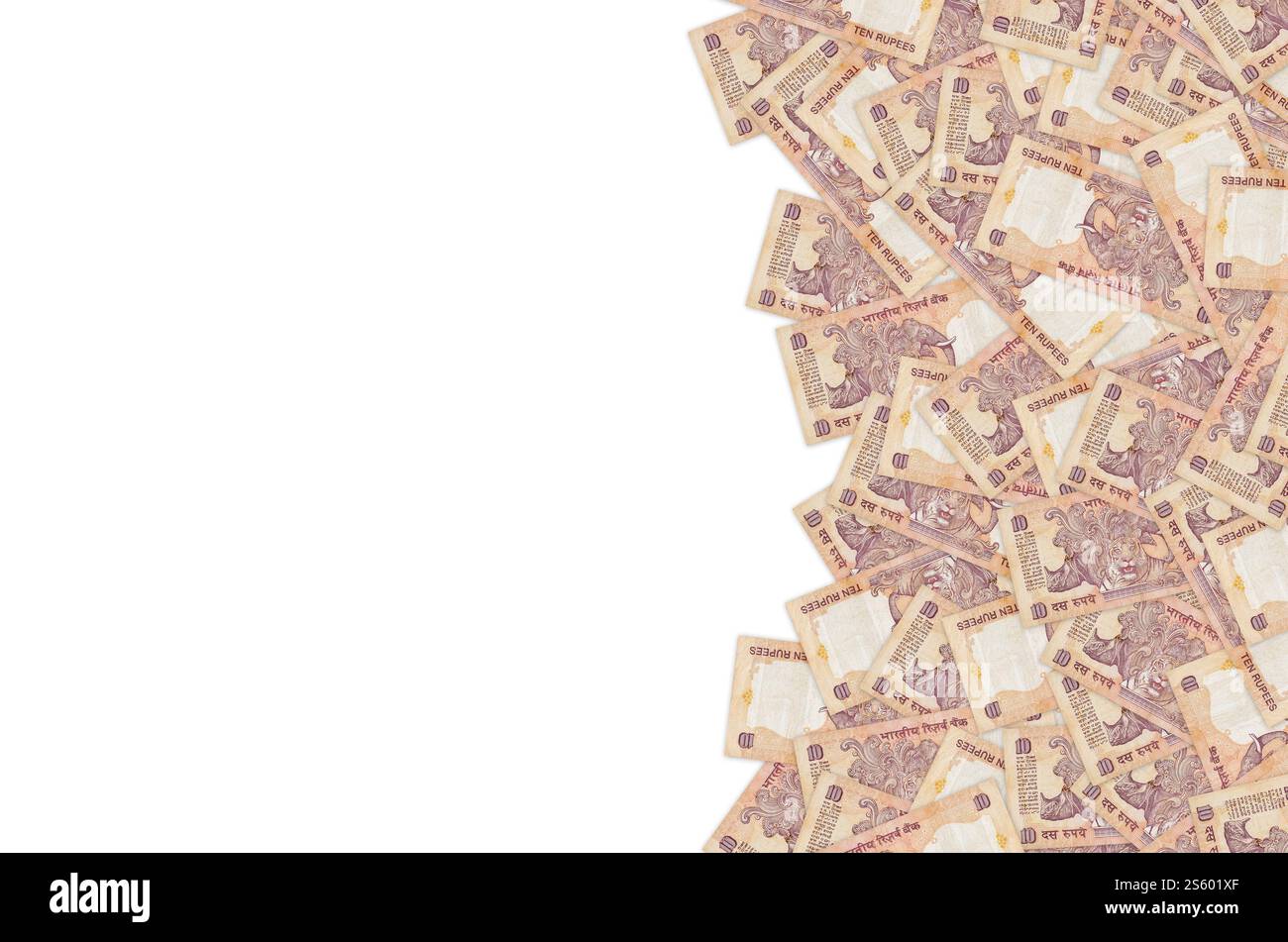 Éléphant rhinocéros et tigre représentés sur un billet de banque indien de dix roupies. 10 Roupie monnaie nationale de l'Inde INR. Gros plan sur la facture Orange Money. Éléphant Banque D'Images
