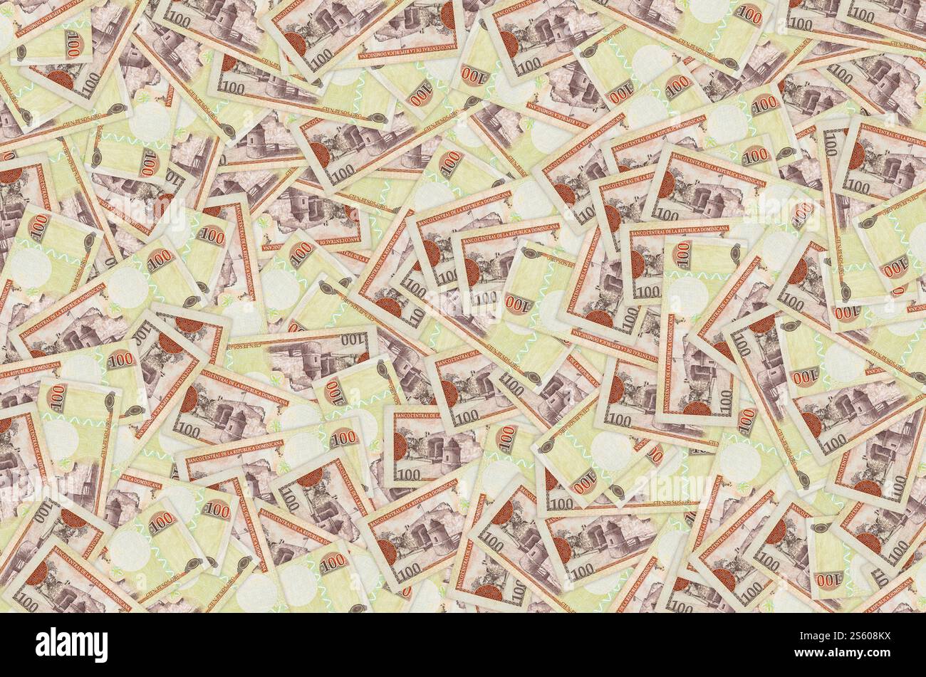 Puerta Del Conde bâtiment représenté sur le vieux billet de cent peso monnaie de la république dominicaine. Bec arrière orange. Bâtiment Puerta Del Conde représenté Banque D'Images