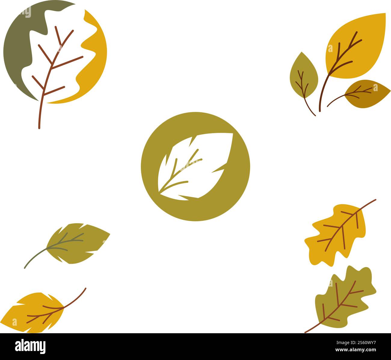 modèle de conception vectoriel avec logo en chêne Illustration de Vecteur