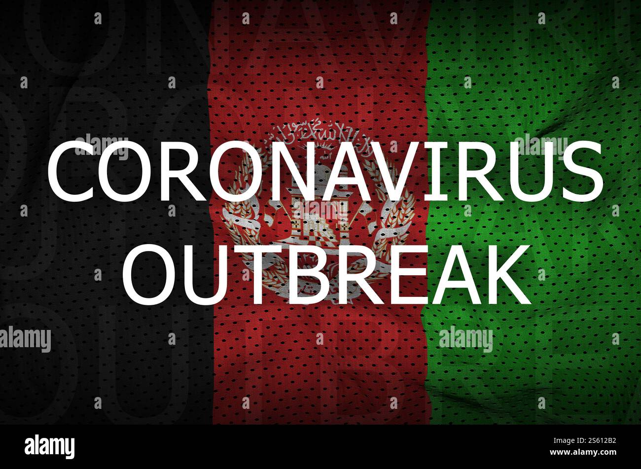 Drapeau afghan et inscription de l'épidémie de coronavirus. Concept de virus COVID-19 ou 2019-nCoV. Drapeau afghan et inscription de l'épidémie de coronavirus. Banque D'Images