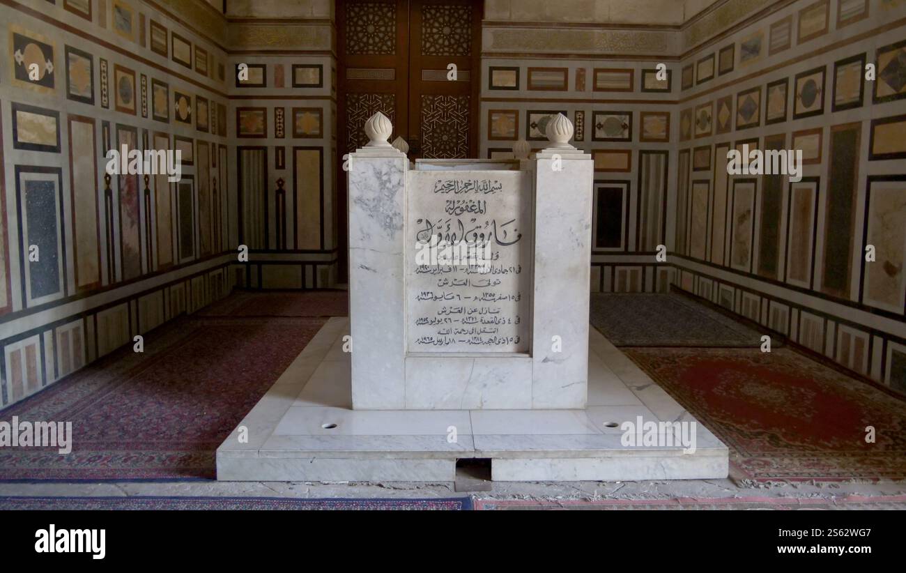 Le tombeau du roi Farouk d'Egypte à la mosquée Al-Rifai au Caire, Egypte Banque D'Images