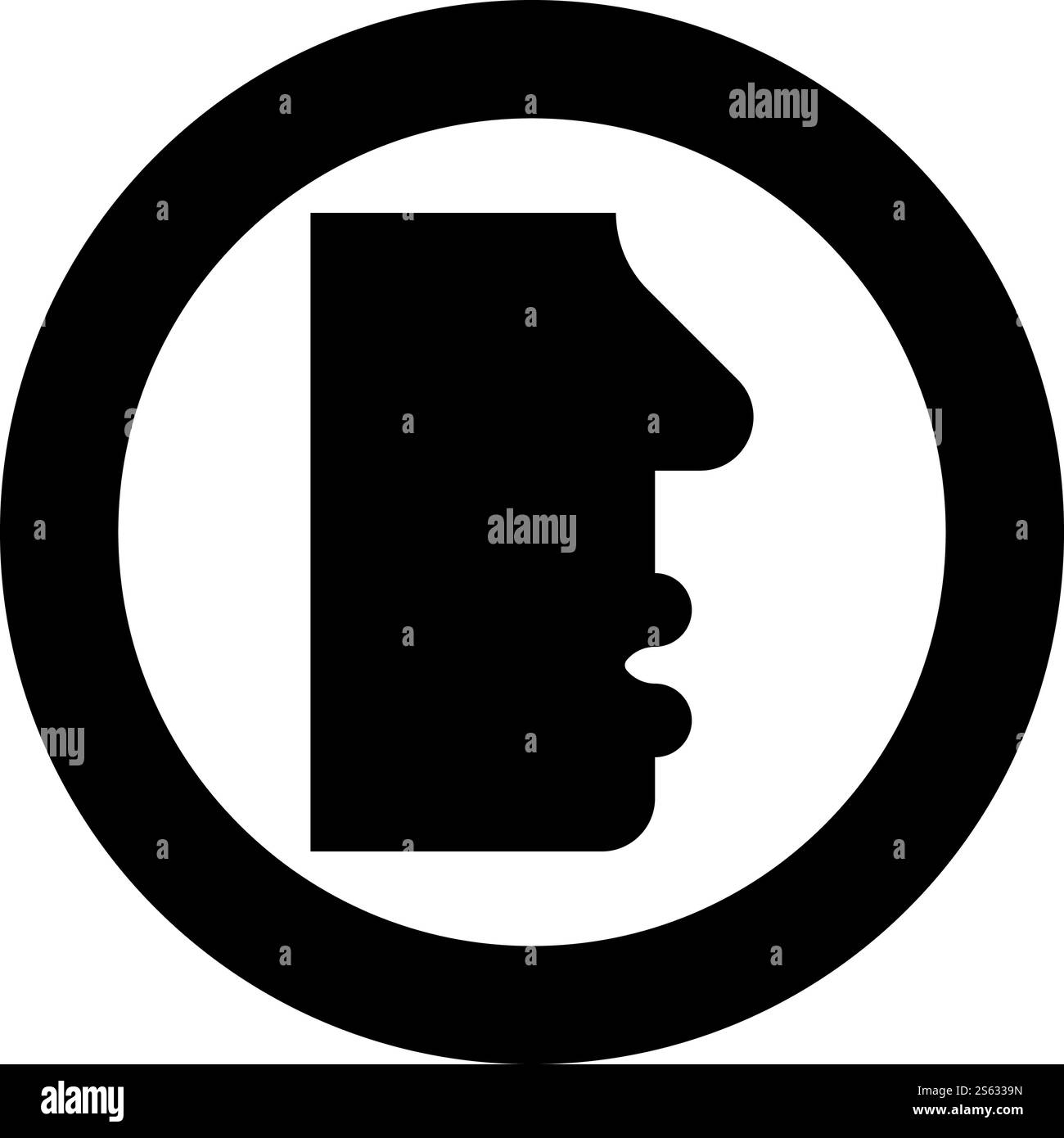 Visage humain vue latérale tête bouche nez lèvre profil homme silhouette icône de personne dans le cercle rond noir illustration vectorielle de couleur noire style plat image simple. Visage humain vue latérale tête bouche nez lèvre profil homme silhouette icône de personne dans le cercle rond noir illustration vectorielle de couleur noire illustration de style plat Illustration de Vecteur