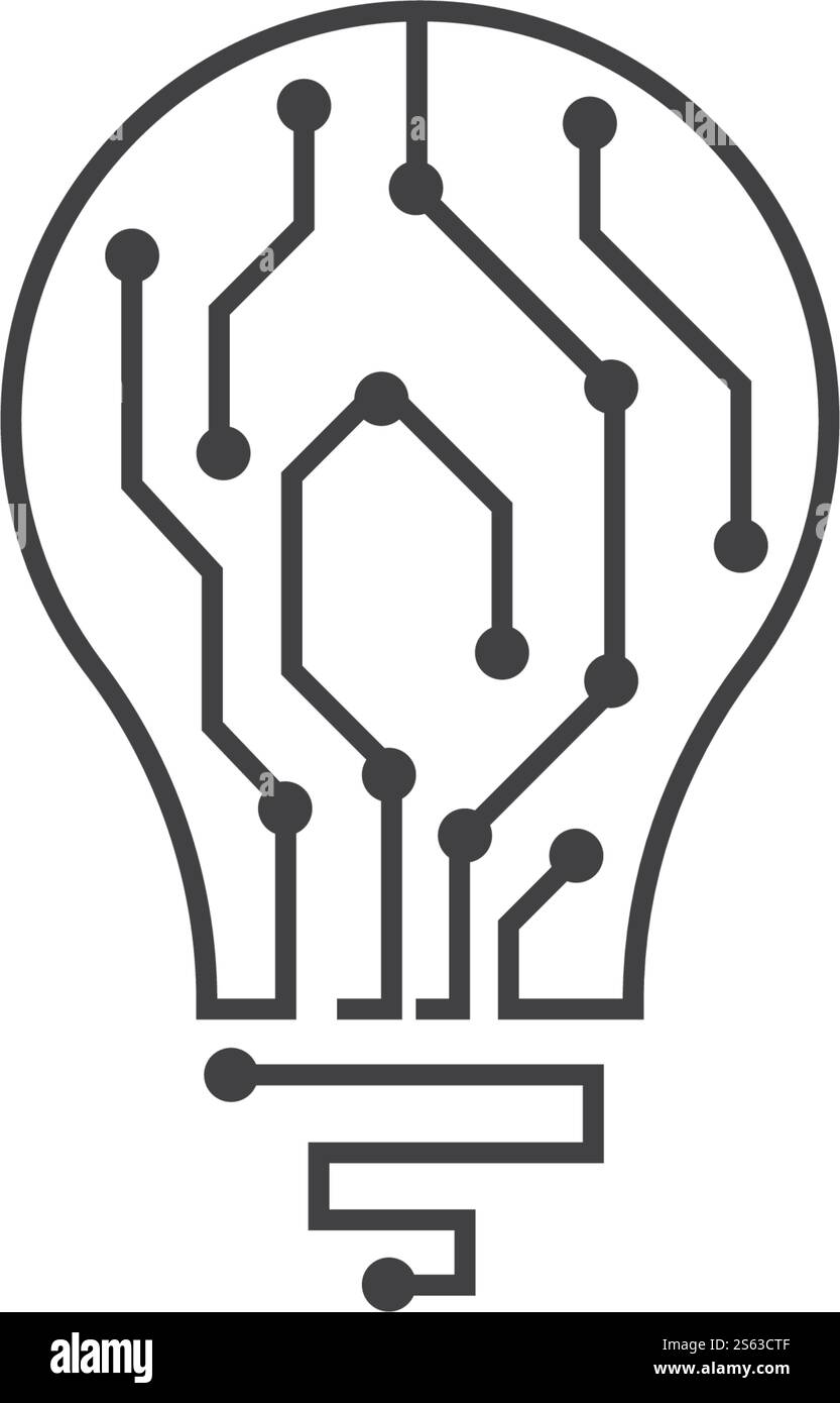 Modèle vectoriel du logo de la technologie d'ampoule Illustration de Vecteur