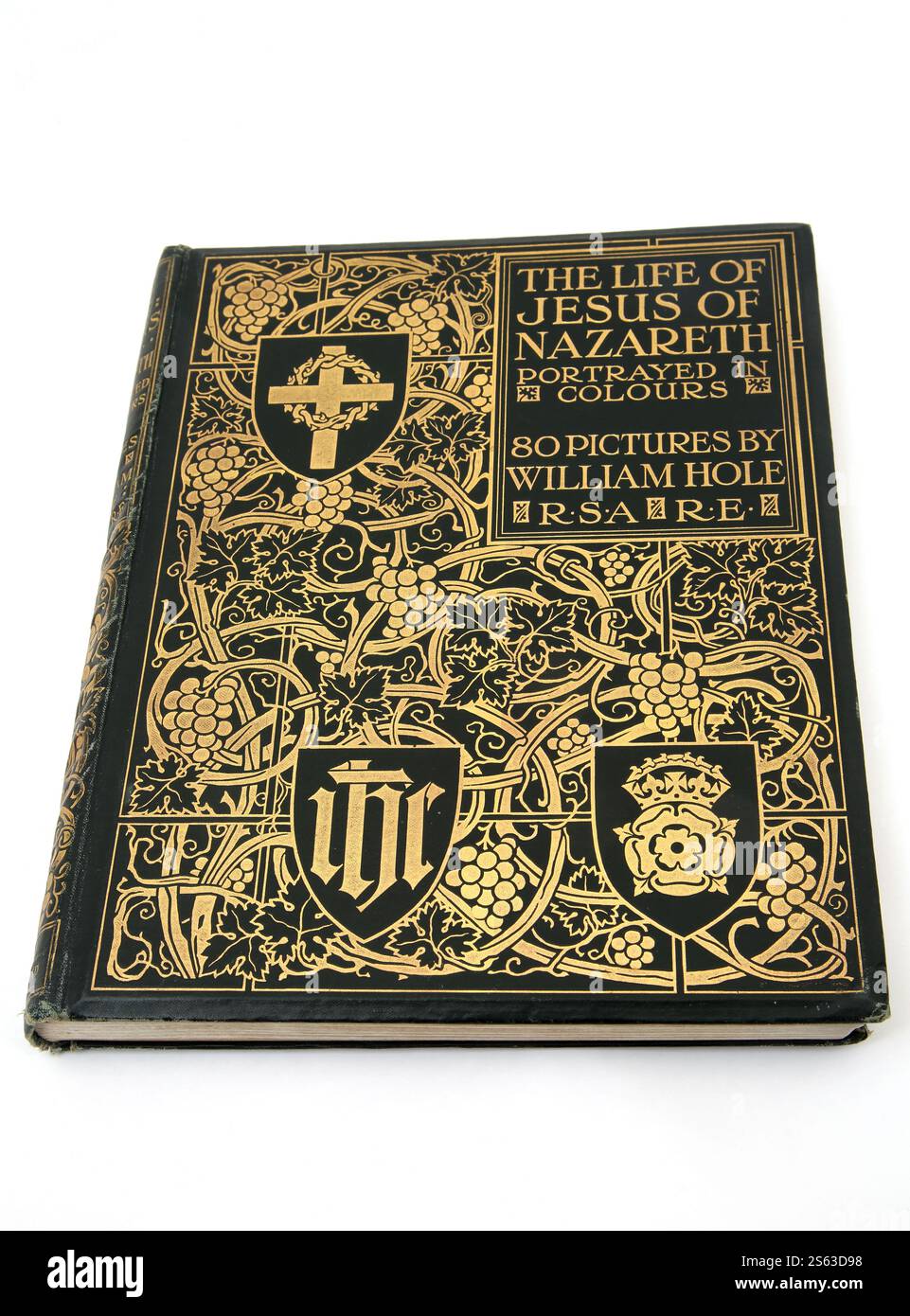 Livre religieux édouardien antique la vie de Jésus de Nazareth dépeinte en couleurs avec 80 photos de William Hole Banque D'Images