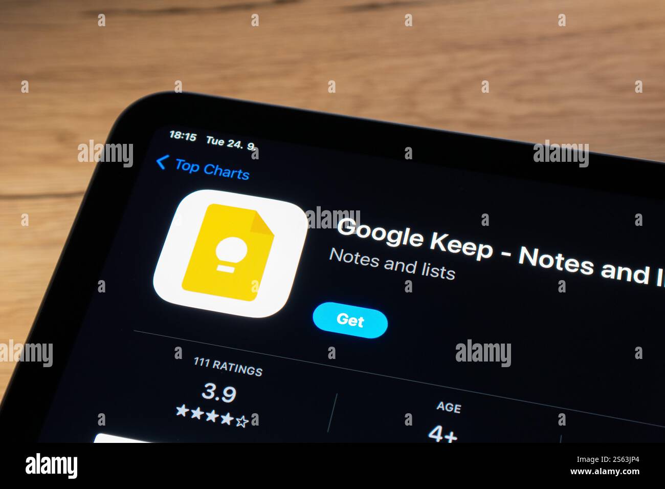 OSTRAVA, TCHÉQUIE - 24 SEPTEMBRE 2024 : App Store avec Google Keep application mobile à installer Banque D'Images